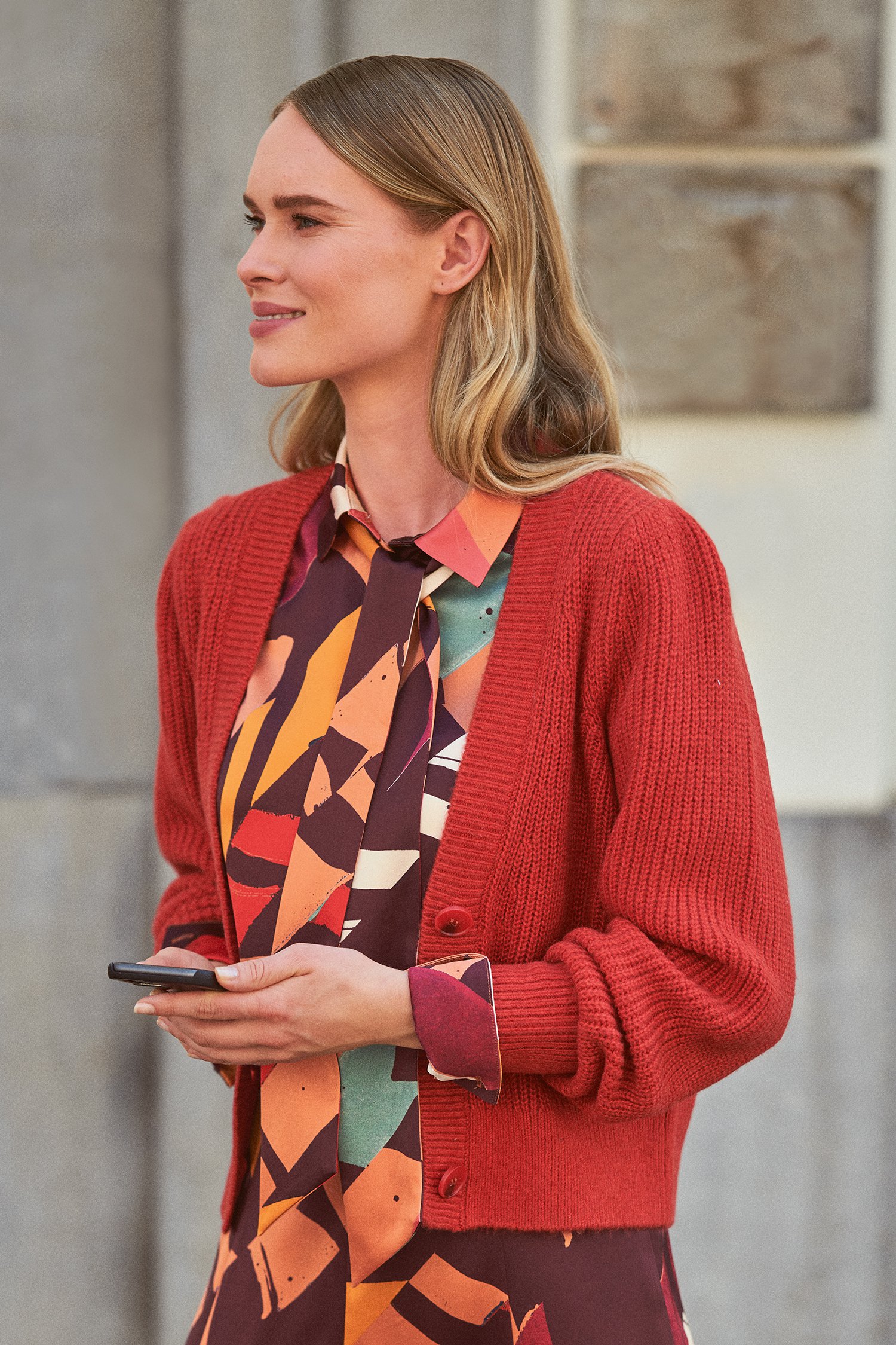 Cardigan en tricot - rouge de D'Auvry pour Femmes
