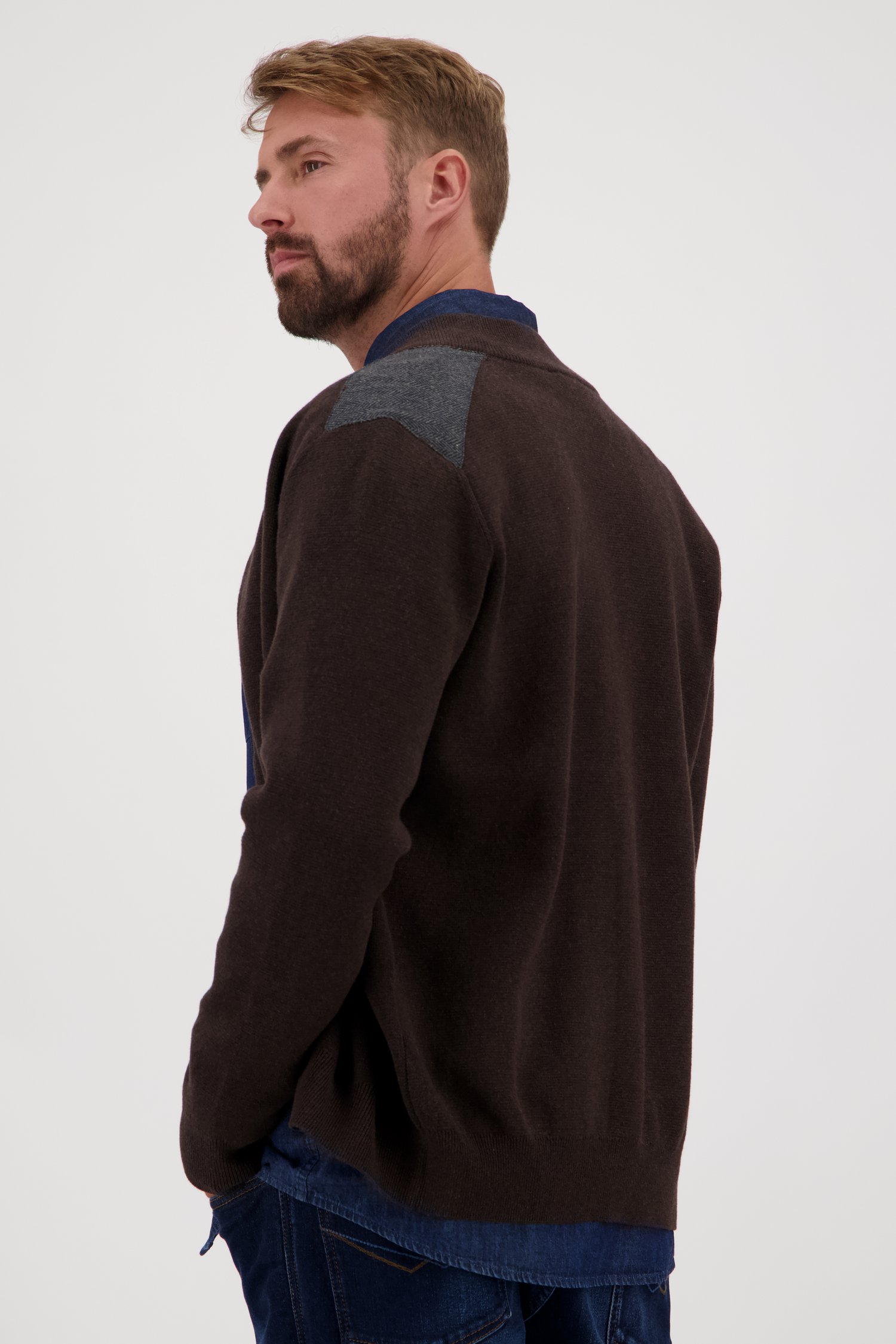 Cardigan marron foncé avec fermeture éclair de Dansaert Blue pour Hommes