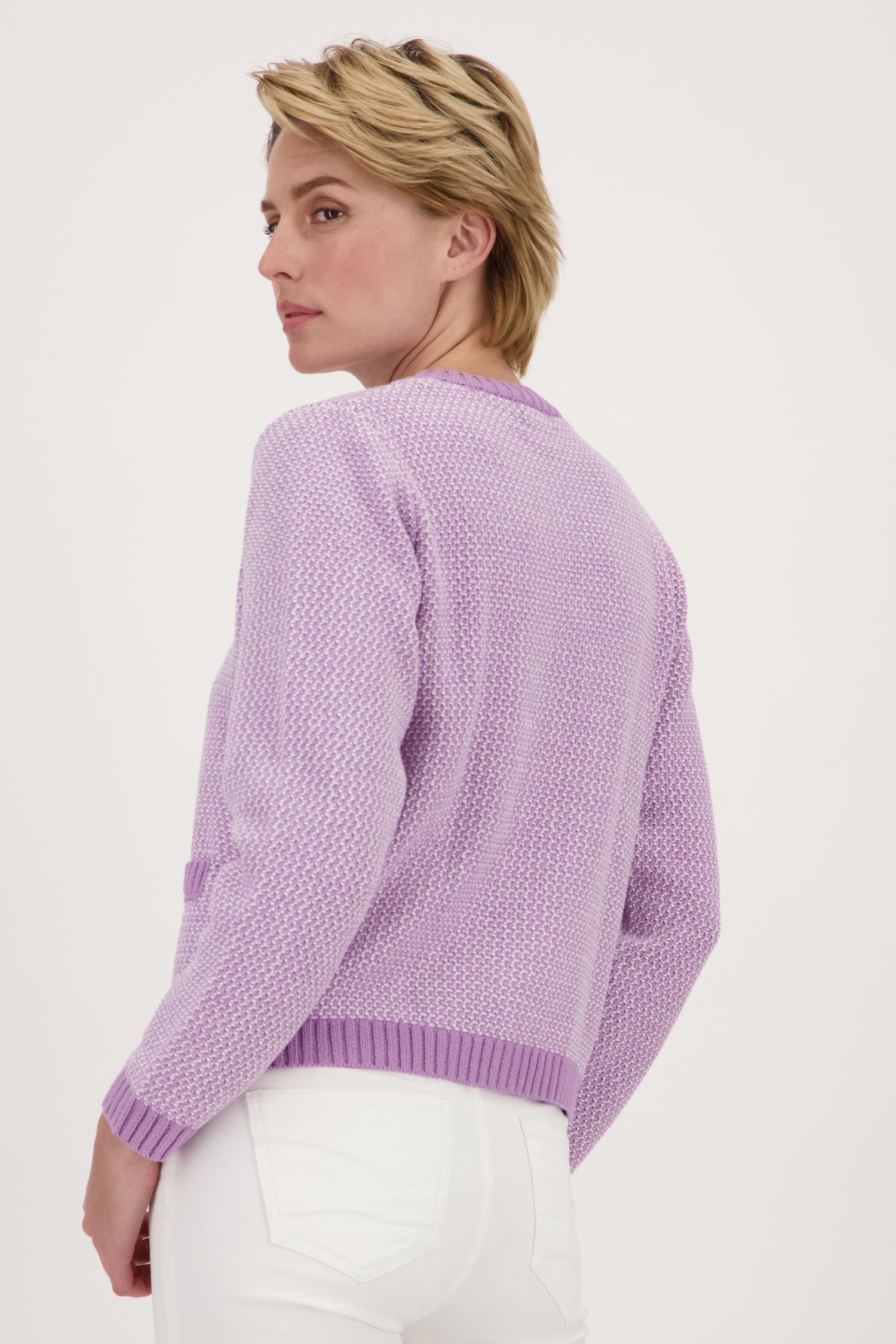 Cardigan mélangé violet et blanc de Signature pour Femmes