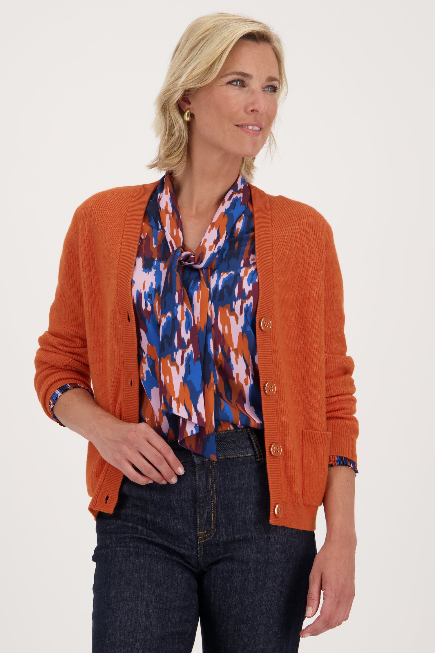 Cardigan orange avec laine	 de Claude Arielle pour Femmes