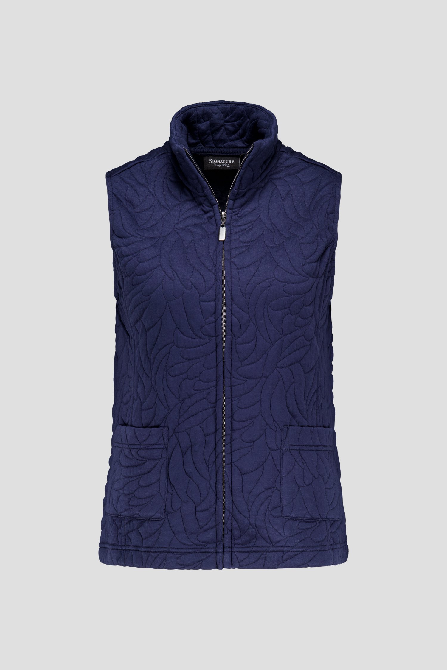 Cardigan sans manches en tissu gaufré écru de Signature pour Femmes