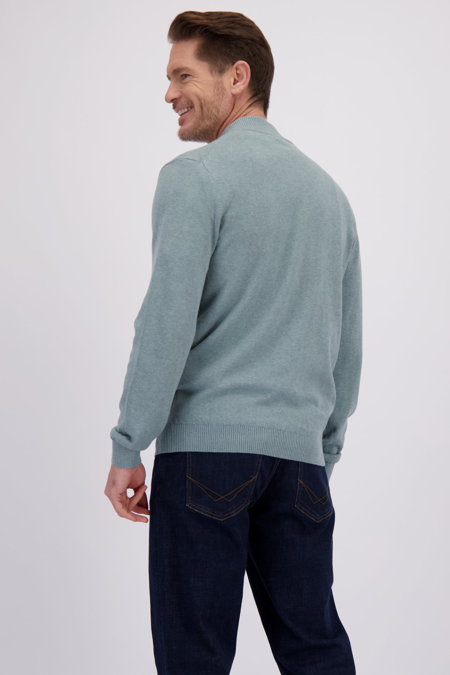 Le dos de Cardigan vert clair avec fermeture éclair de Dansaert Blue pour Hommes