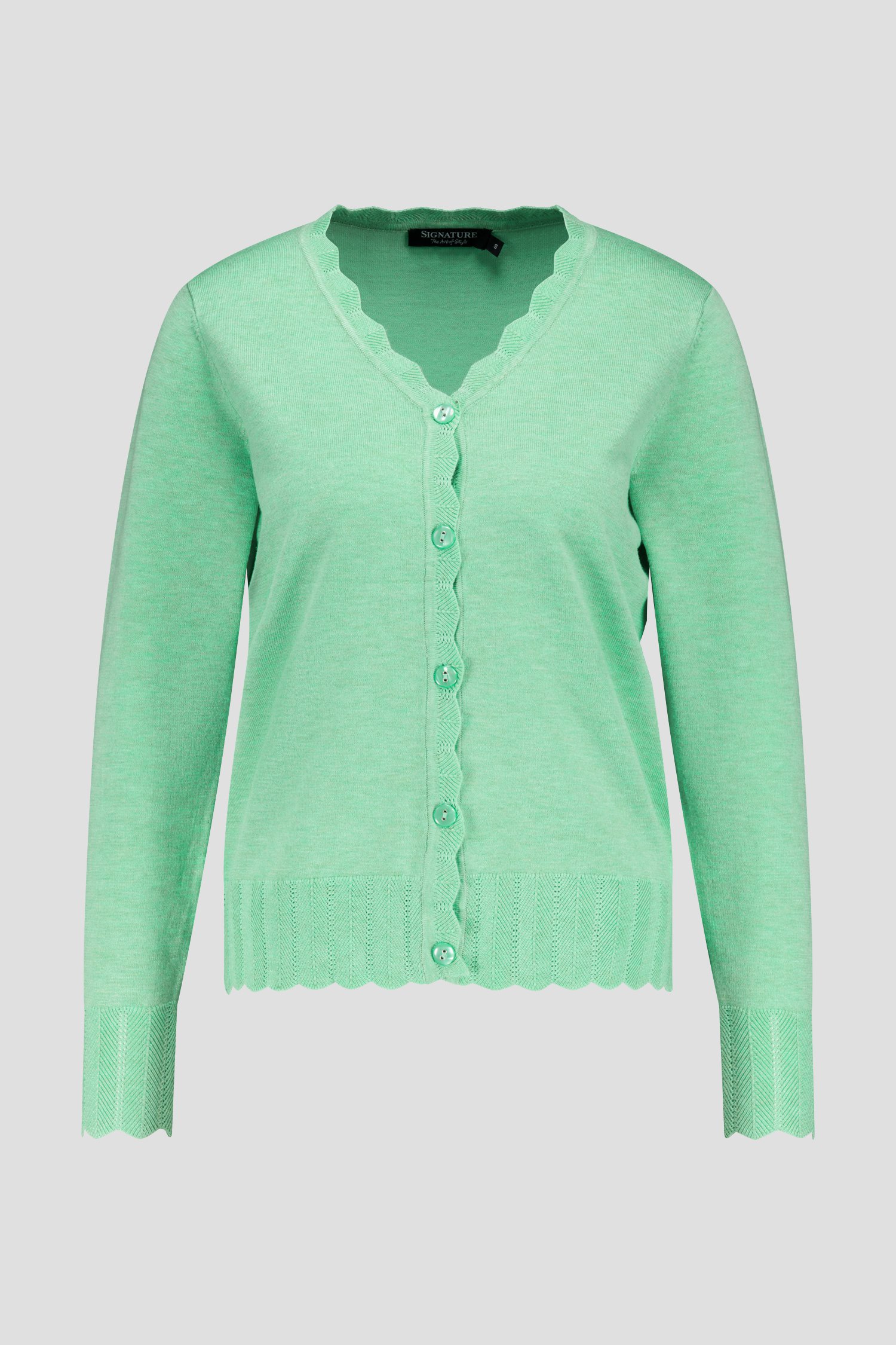 Cardigan vert clair avec motif ajouré de Signature pour Femmes