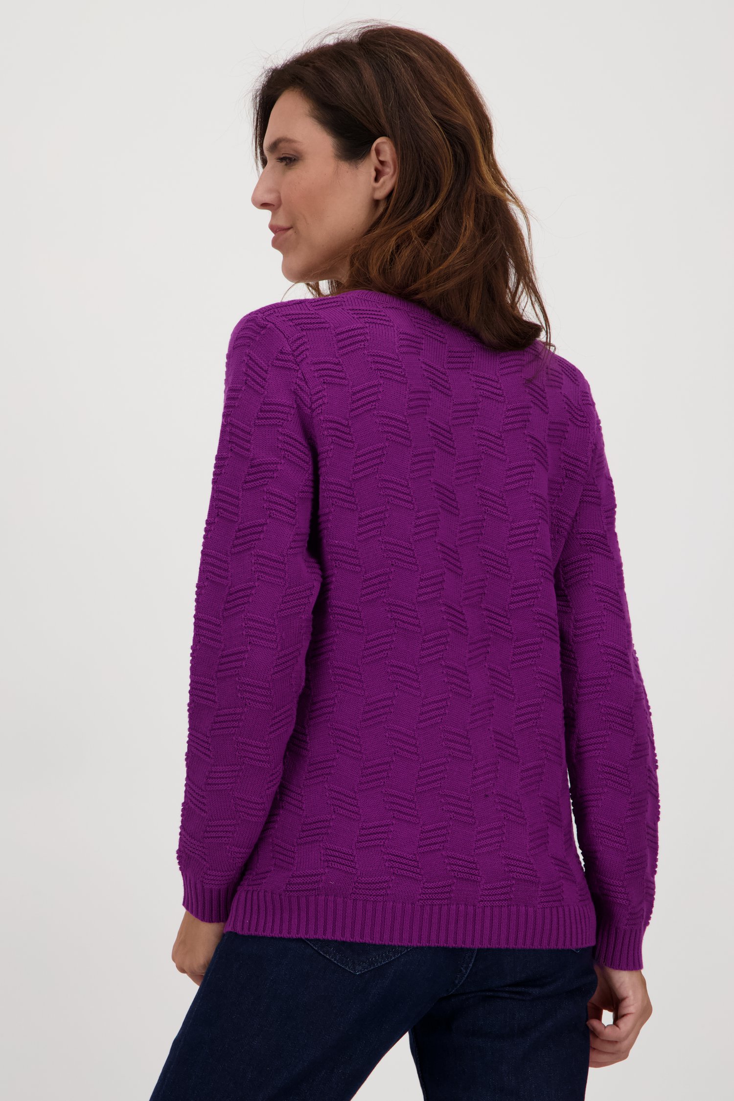 Cardigan violet avec motif en maille fine de Signature pour Femmes