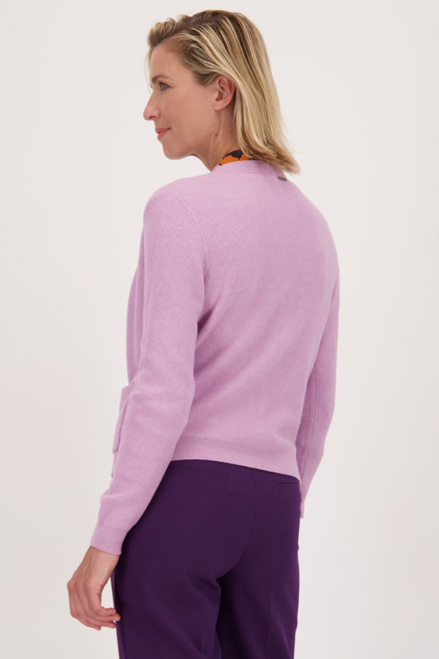 Cardigan violet clair avec laine de Claude Arielle pour Femmes