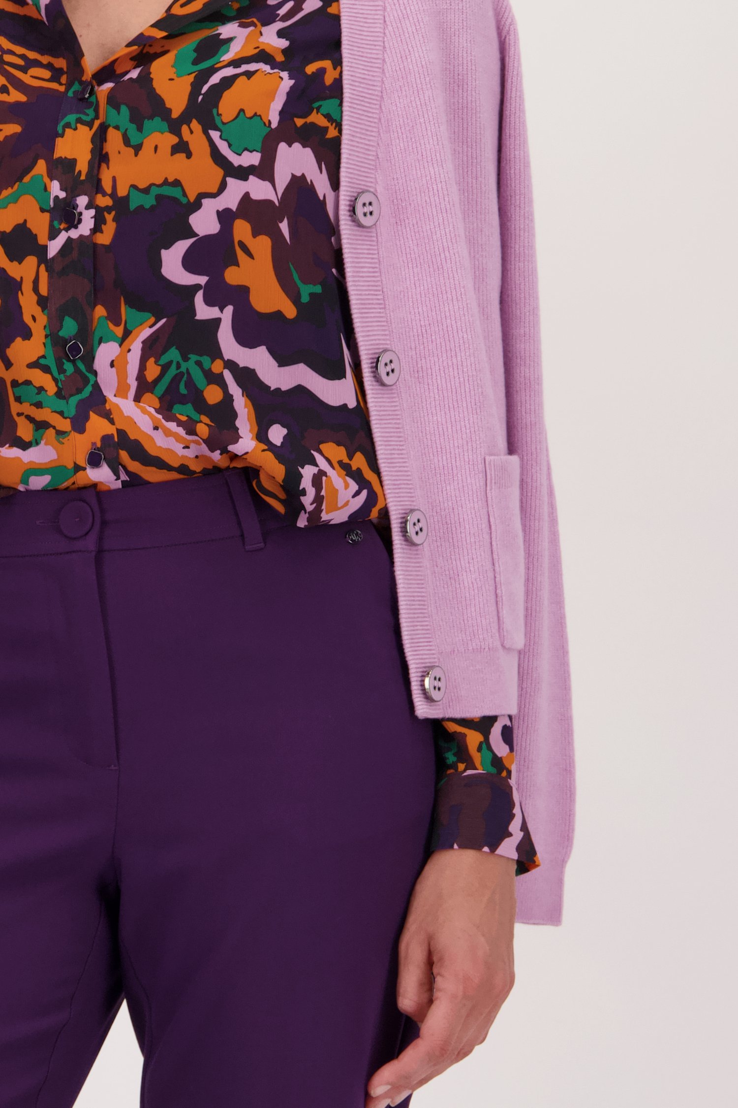 Cardigan violet clair avec laine de Claude Arielle pour Femmes