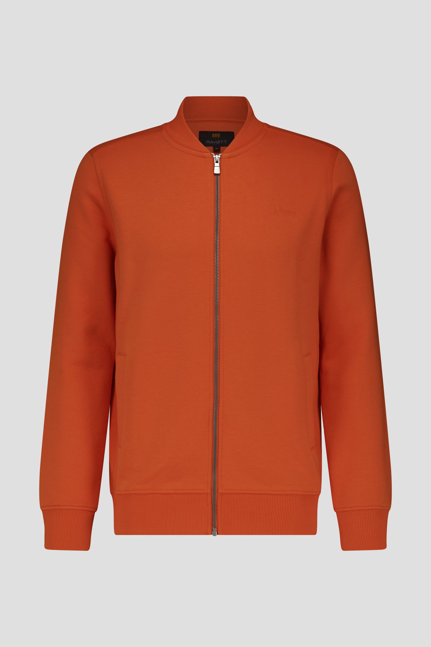 Cardigan zippé doublé orange de Ravøtt pour Hommes