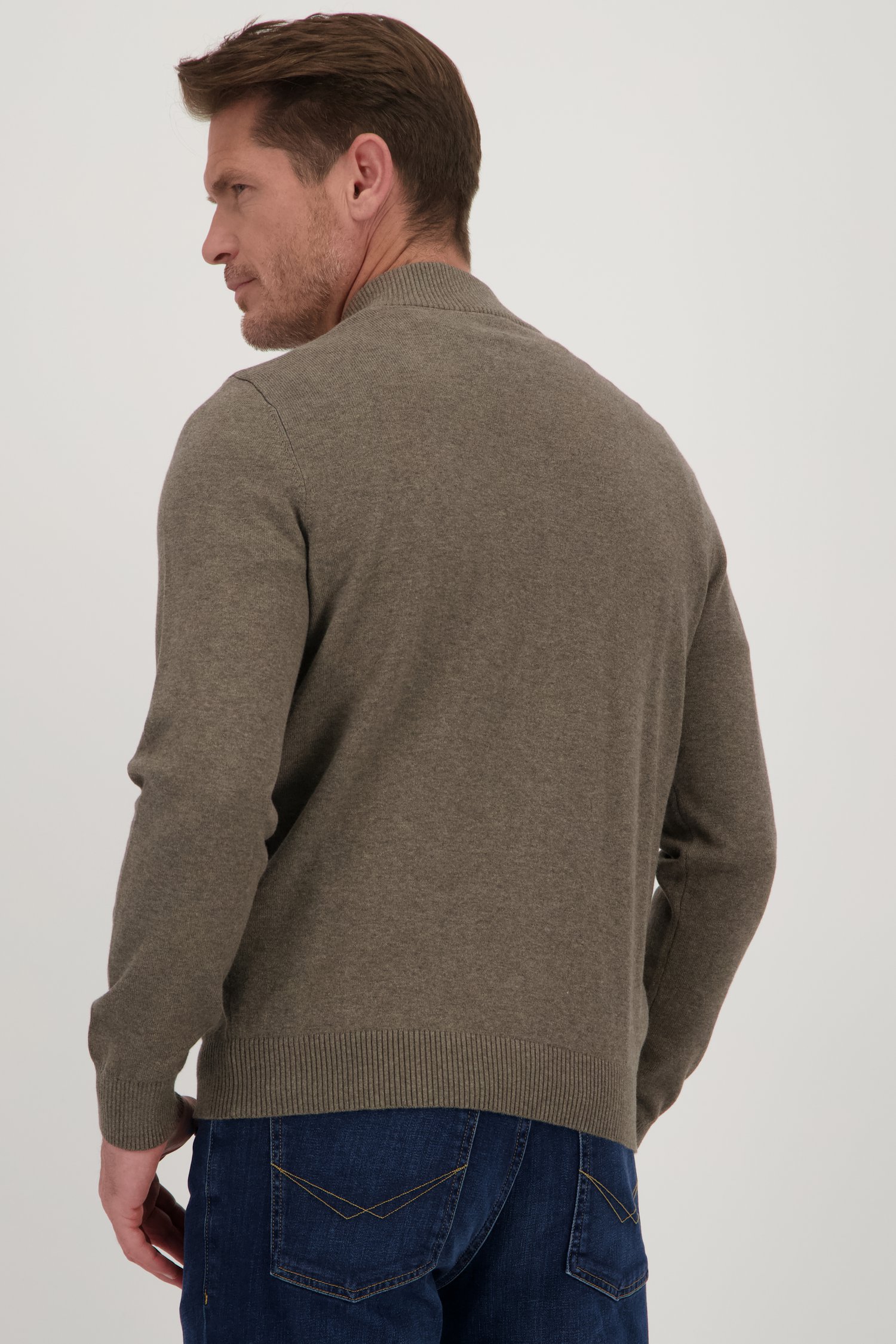 Le dos de Cardigan zippé taupe	 de Dansaert Blue pour Hommes
