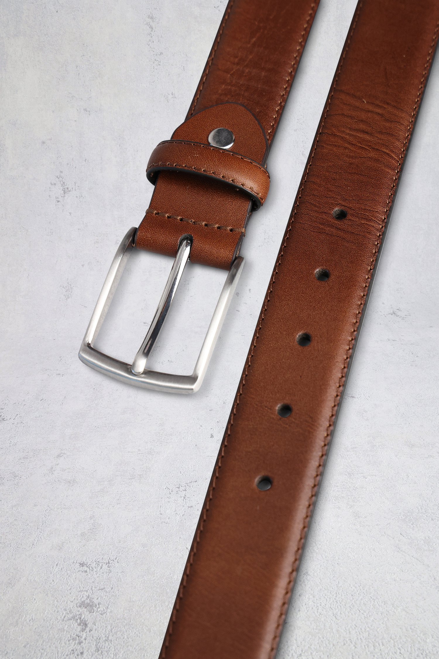 Ceinture en cuir brun de Liberty Island pour Hommes