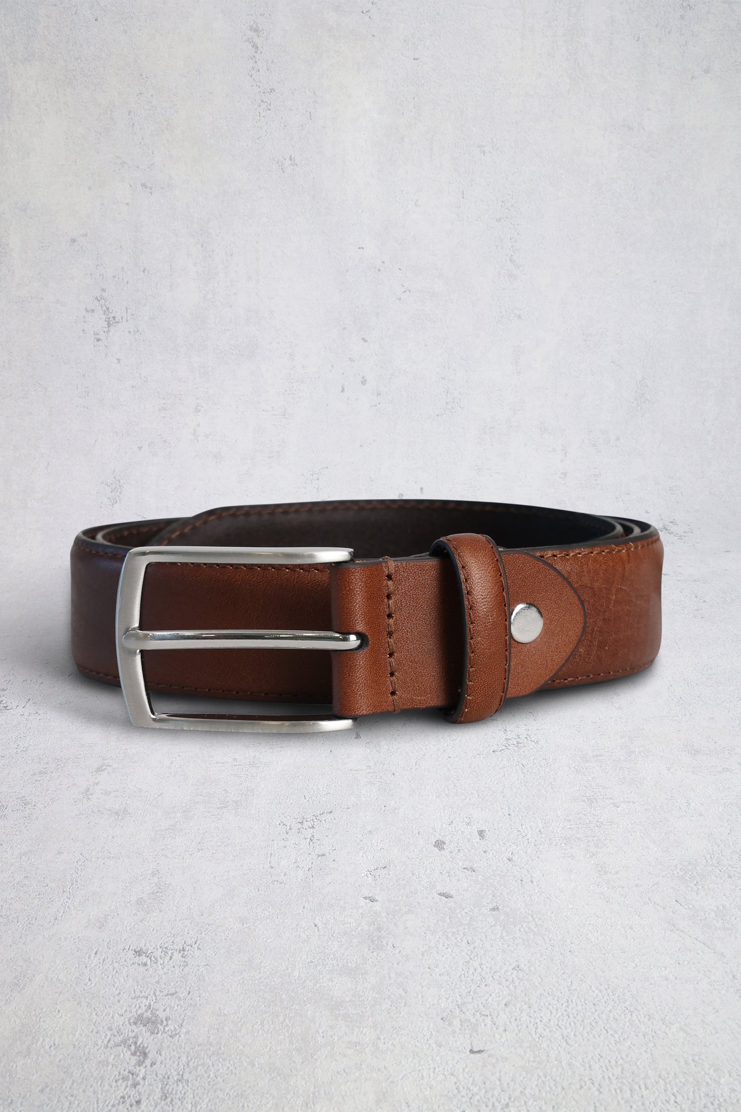 Ceinture en cuir brun de Liberty Island pour Hommes