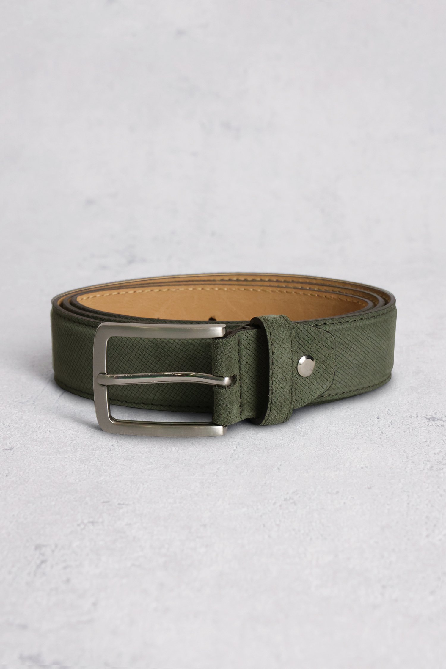 Ceinture en cuir verte avec boucle métallique de Michaelis pour Hommes