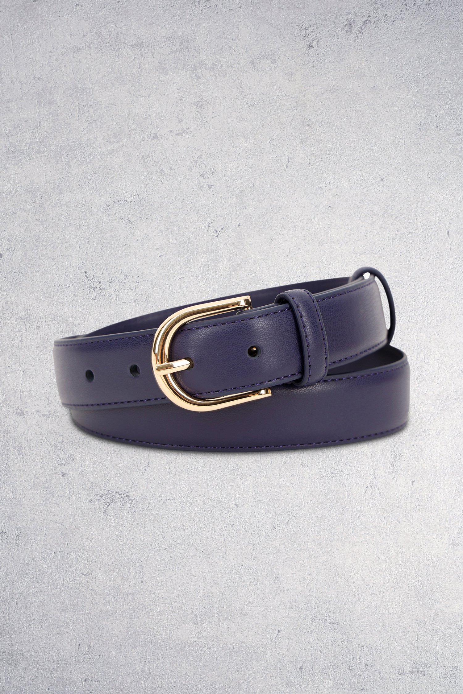 Ceinture fine bleu foncé avec boucle dorée de Liberty Island pour Femmes