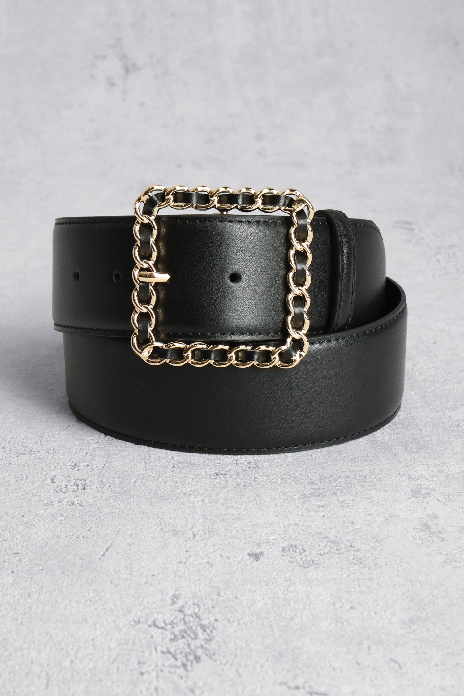 Ceinture noire avec boucle dorée de D'Auvry pour Femmes