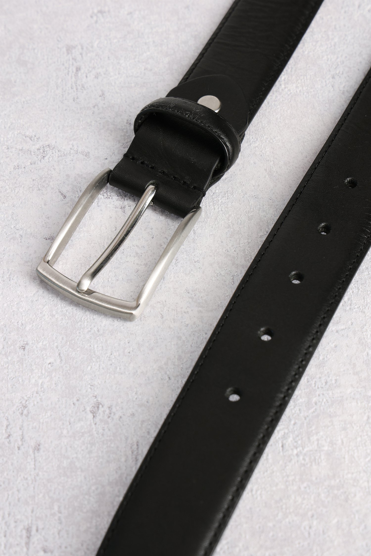 Ceinture noire en cuir de Liberty Island pour Hommes