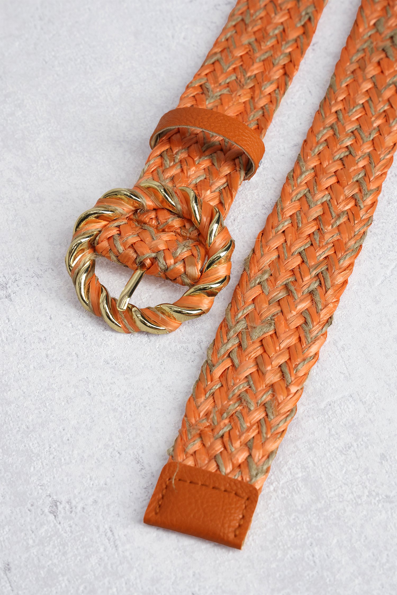 Photo produit 1 de Ceinture tressée orange et beige de Liberty Island pour Femmes