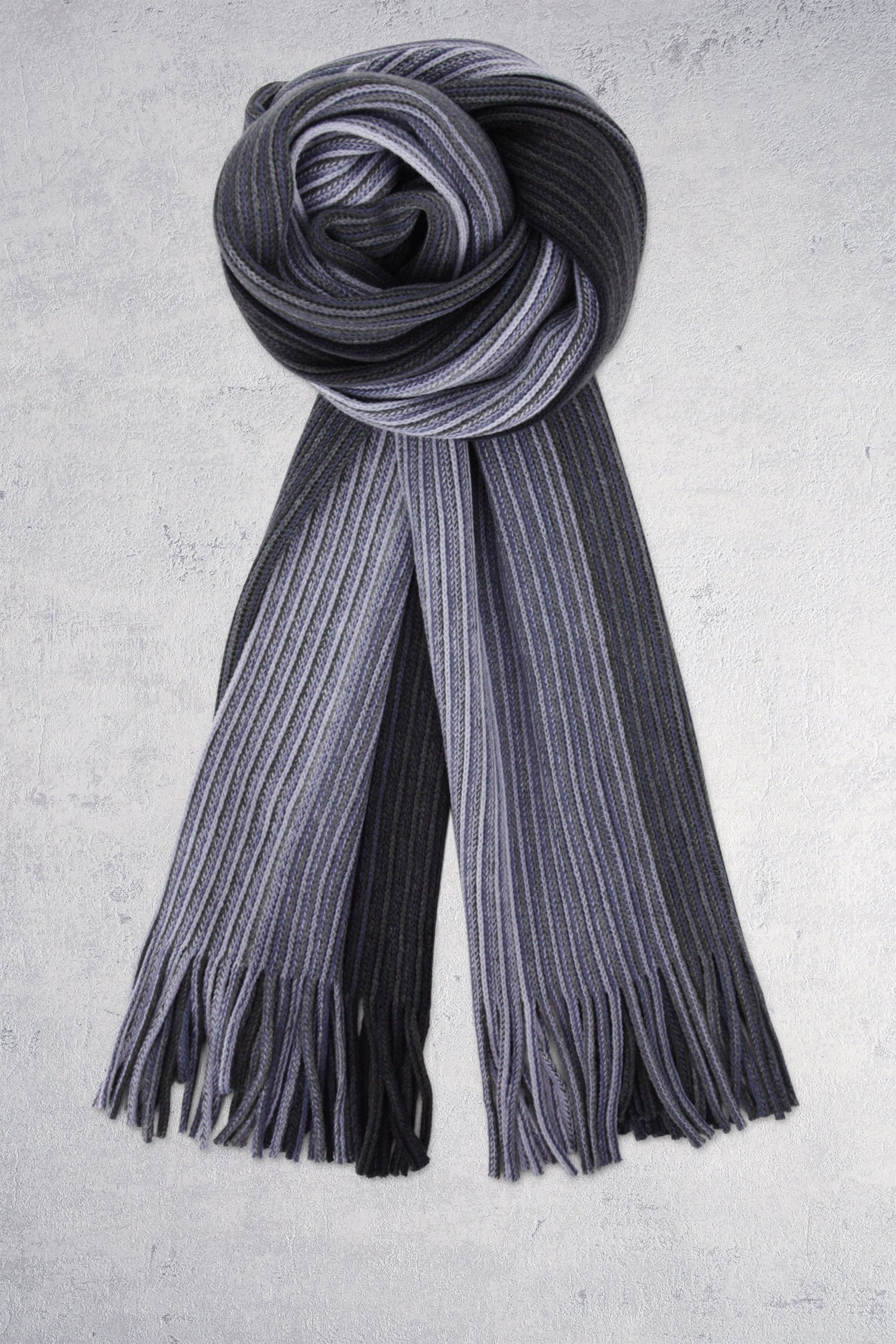 Photo produit 3 de Écharpe en tricot côtelé bleu et gris de Michaelis pour Hommes