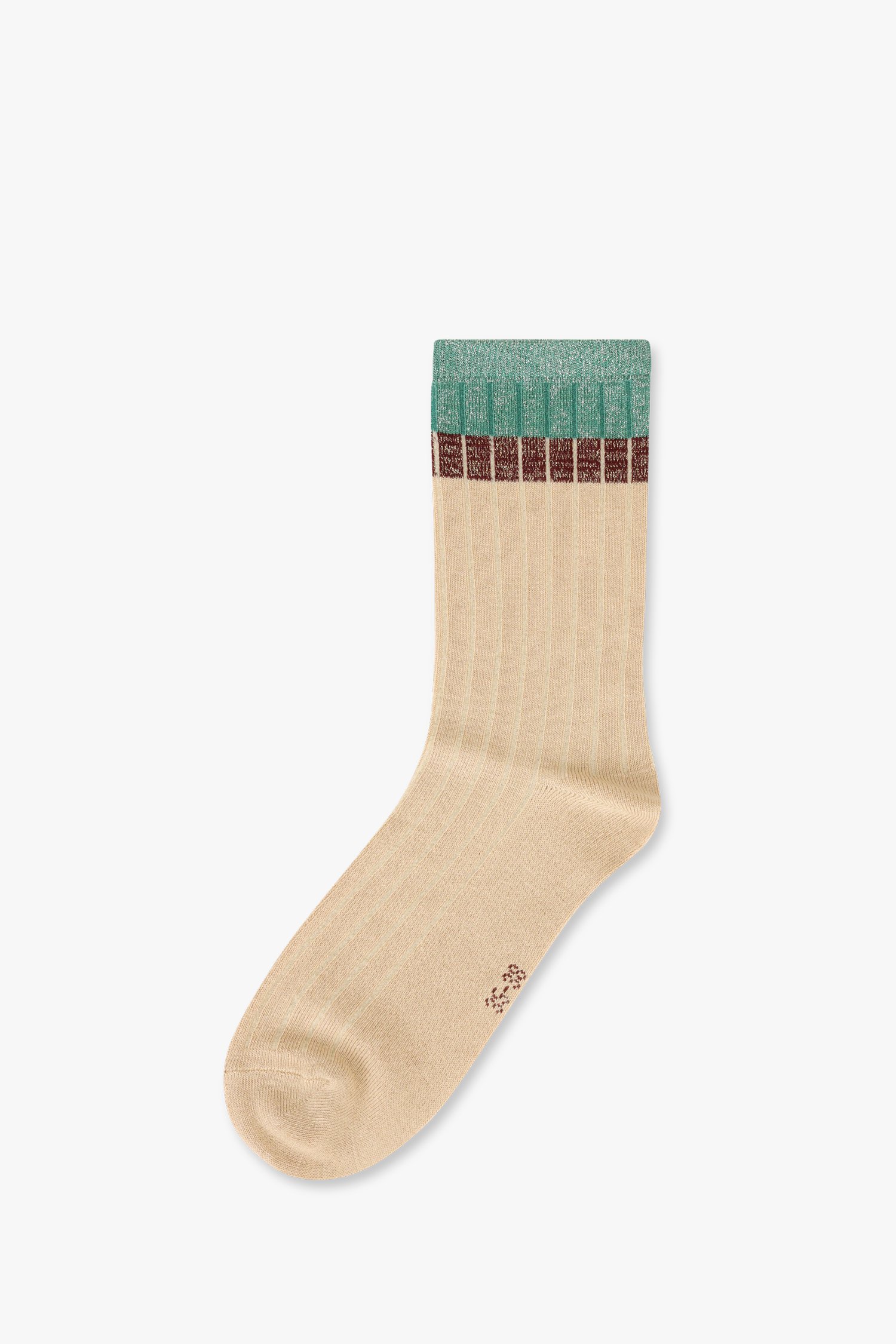 Photo produit 1 de Chaussettes beiges avec détail scintillant vert de Liberty Island pour Femmes