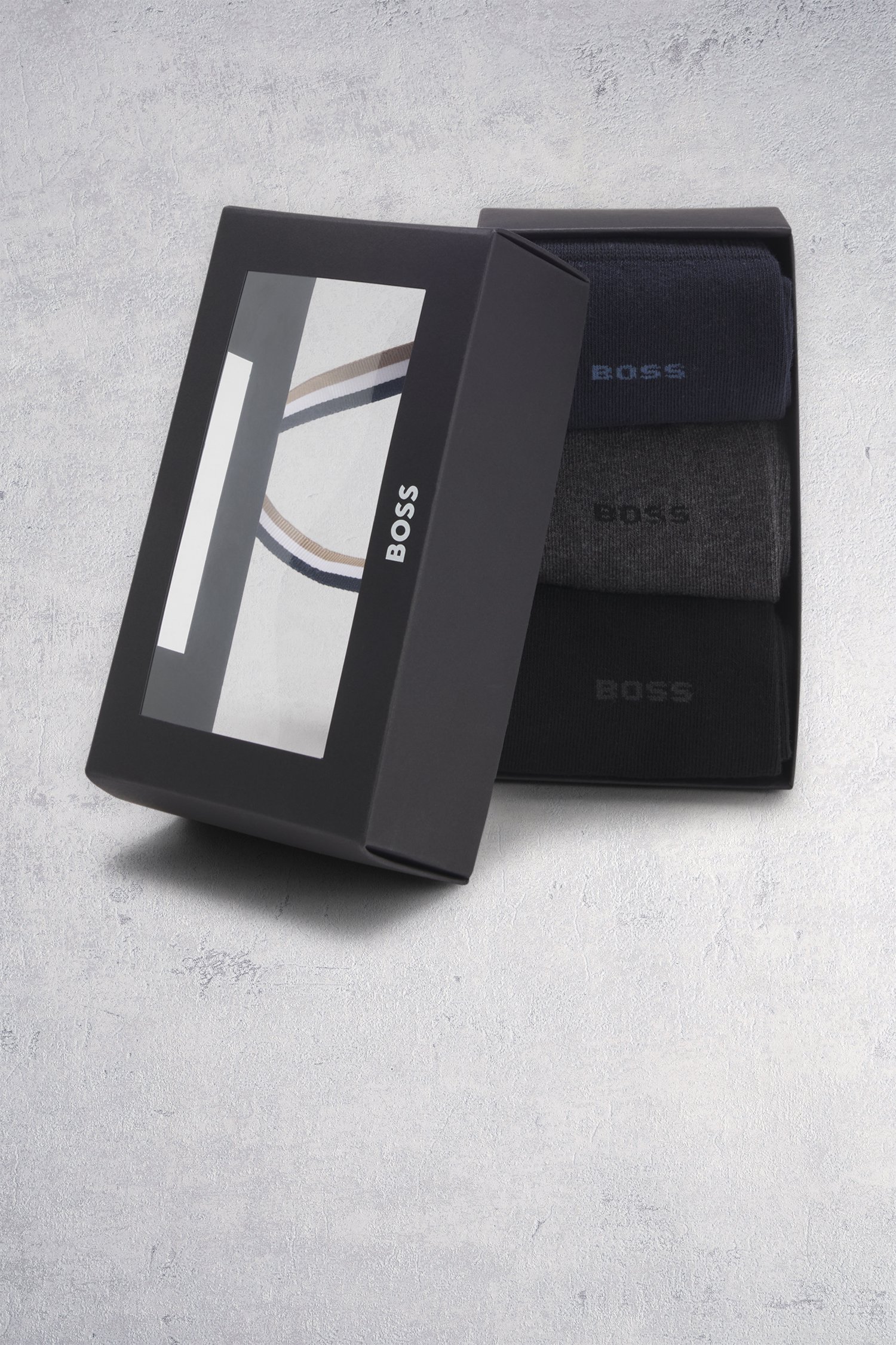 Photo produit 1 de Chaussettes bleu-gris - 3 paires de Hugo Boss pour Hommes