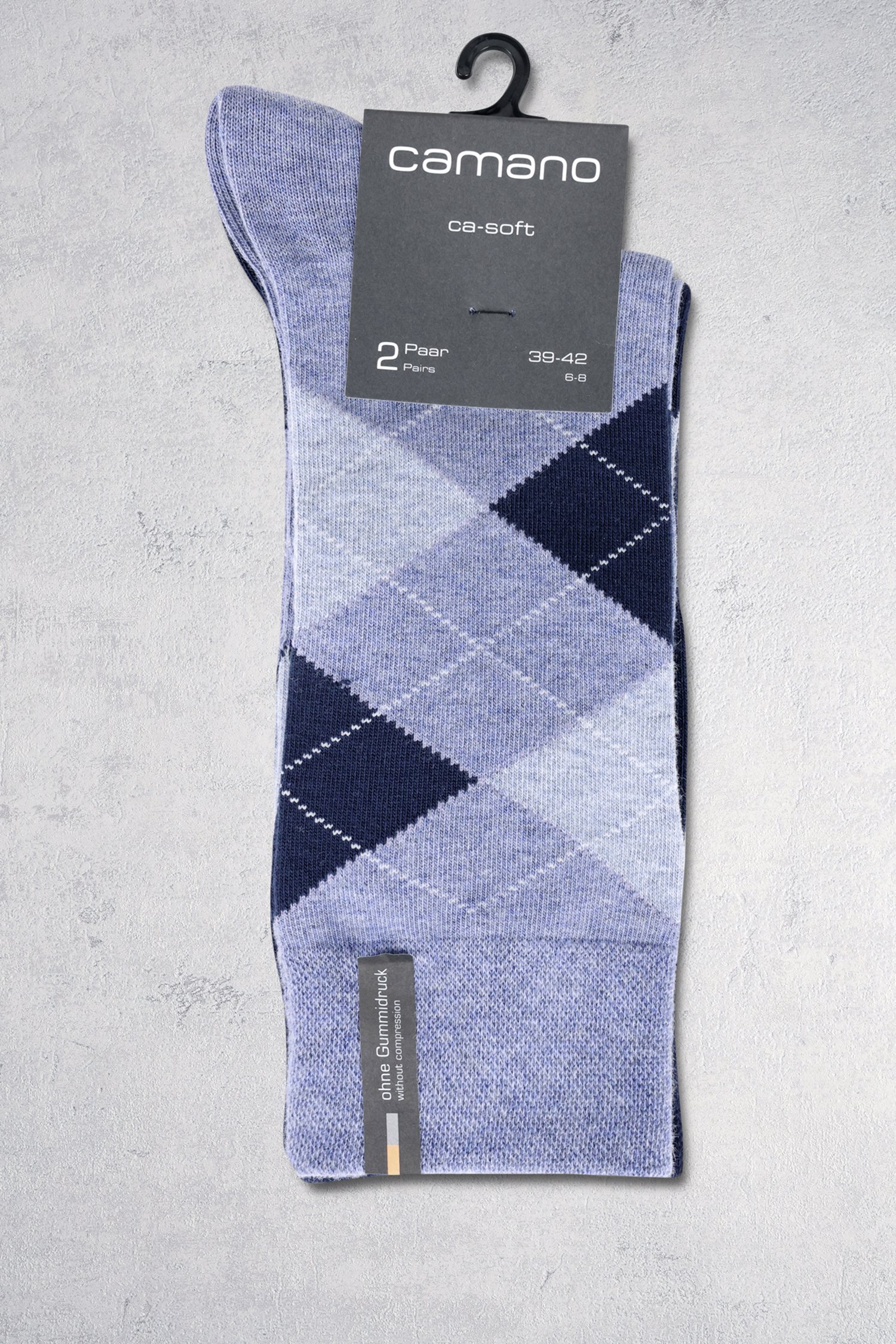 Chaussettes longues à carreaux bleus - 2 paires de Camano pour Hommes