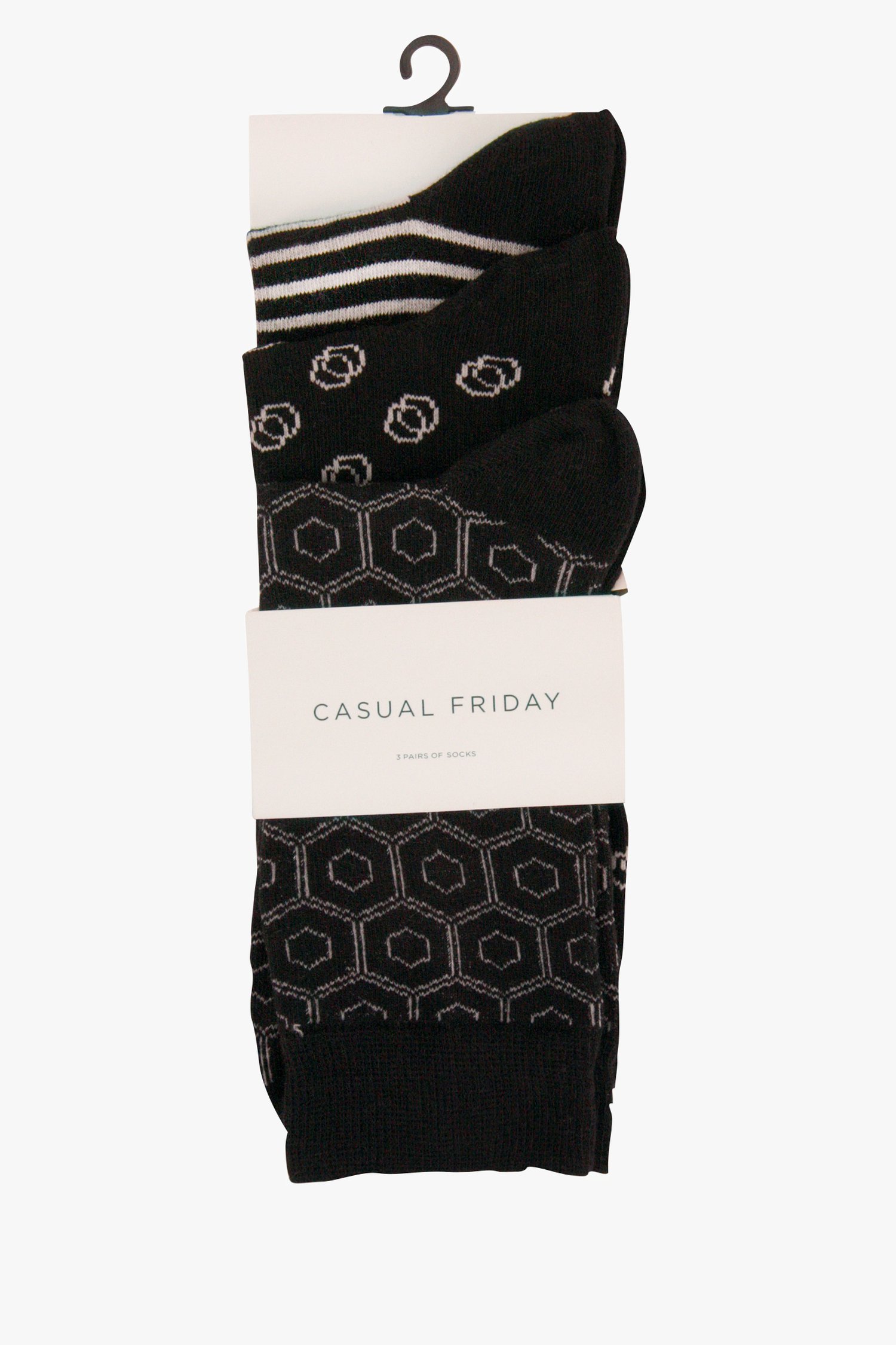 Chaussettes noires avec imprimé - 3 paires de Casual Friday pour Hommes