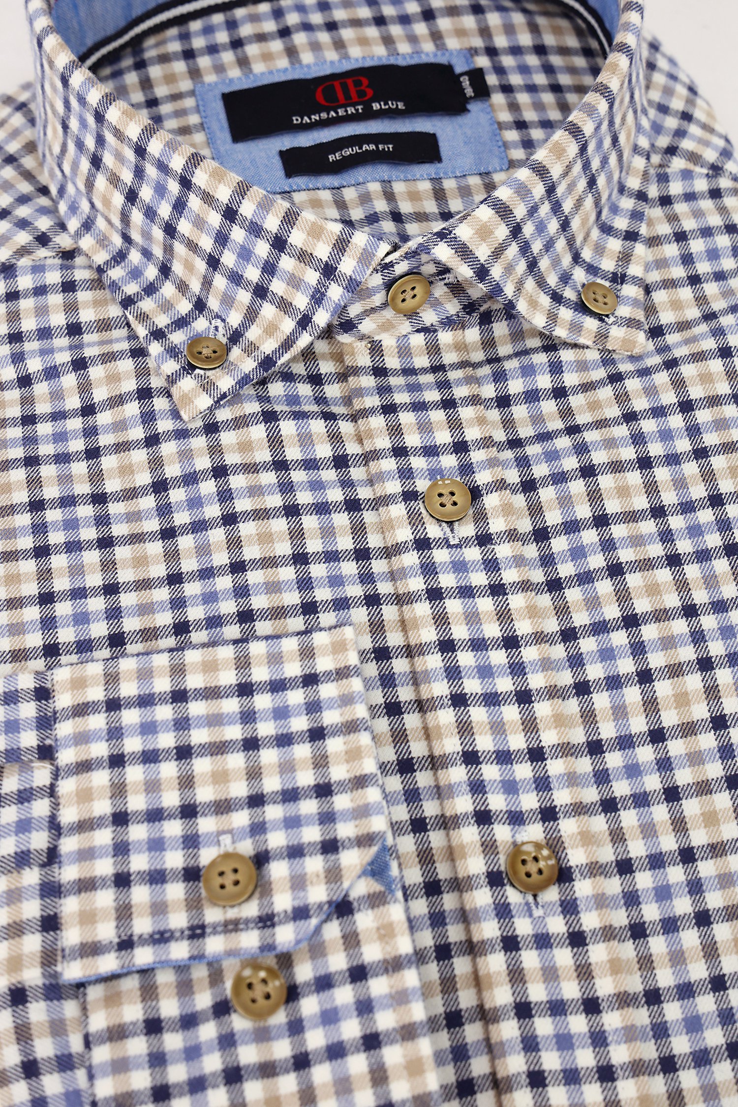 Photo produit 2 de Chemise à carreaux bleu-beige - Regular fit  de Dansaert Blue pour Hommes