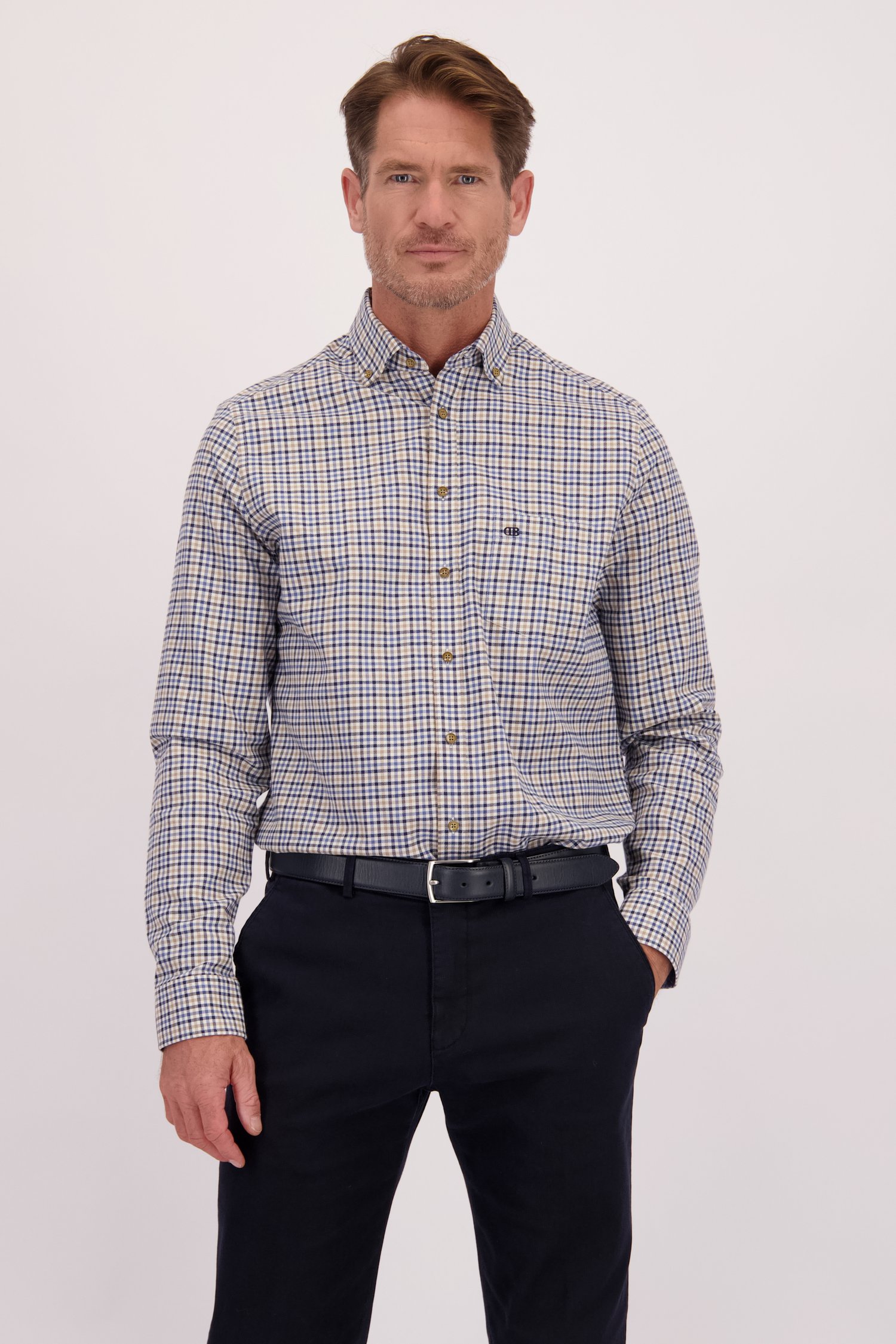 Le devant de Chemise à carreaux bleu-beige - Regular fit  de Dansaert Blue pour Hommes