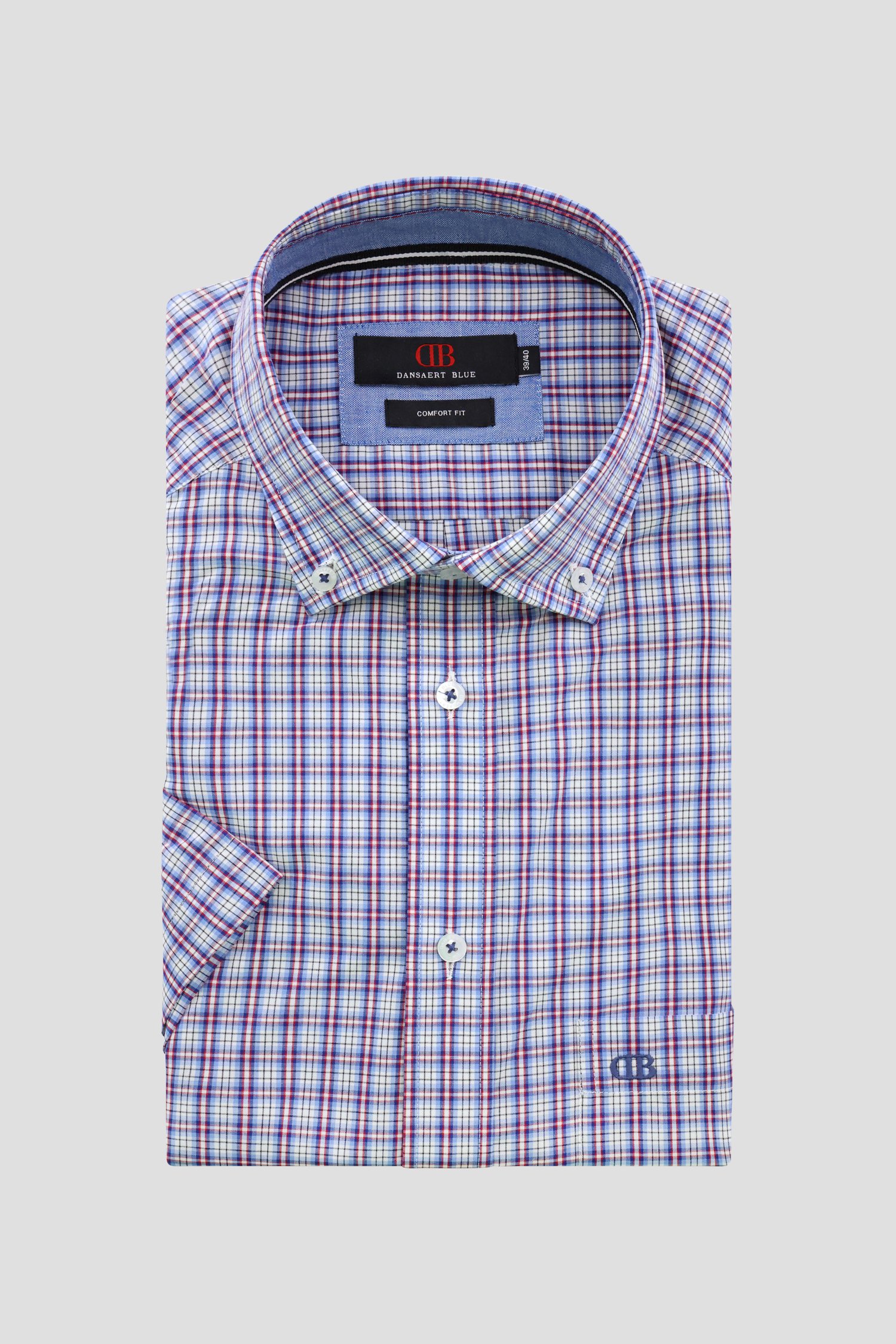 Chemise à carreaux bleu-rouge - comfort fit de Dansaert Blue pour Hommes