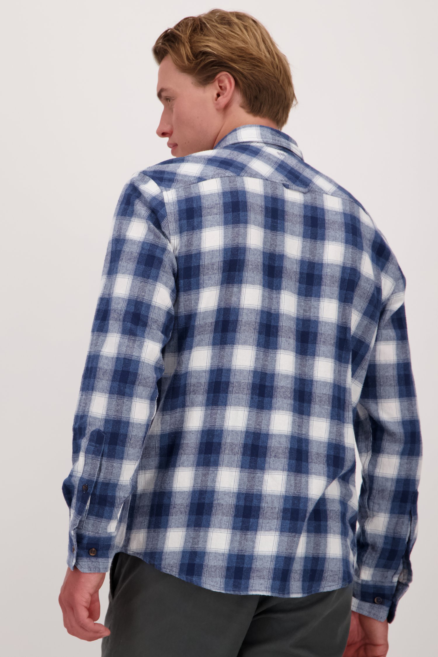 Chemise à carreaux bleus et blancs - Regular fit de Ravøtt pour Hommes