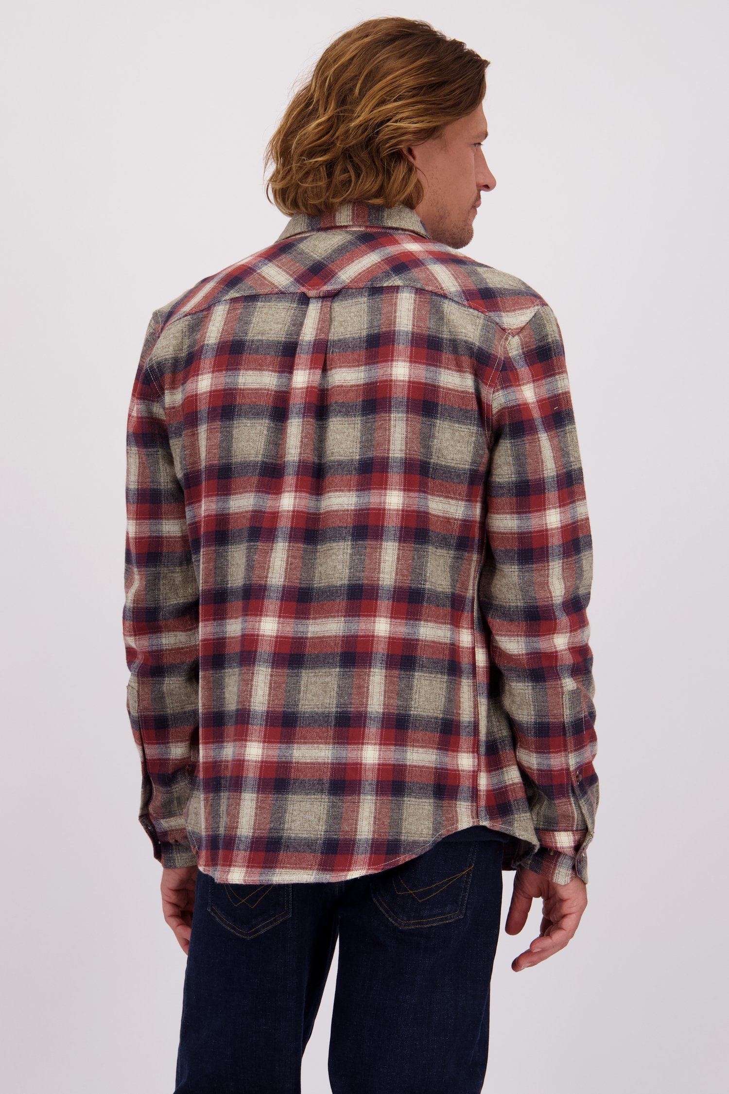 Le dos de Chemise à carreaux bordeaux – Regular fit de Ravøtt pour Hommes