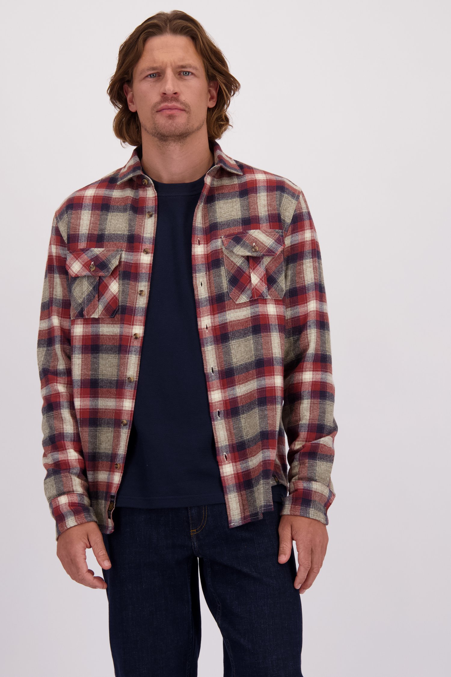 Le devant de Chemise à carreaux bordeaux – Regular fit de Ravøtt pour Hommes