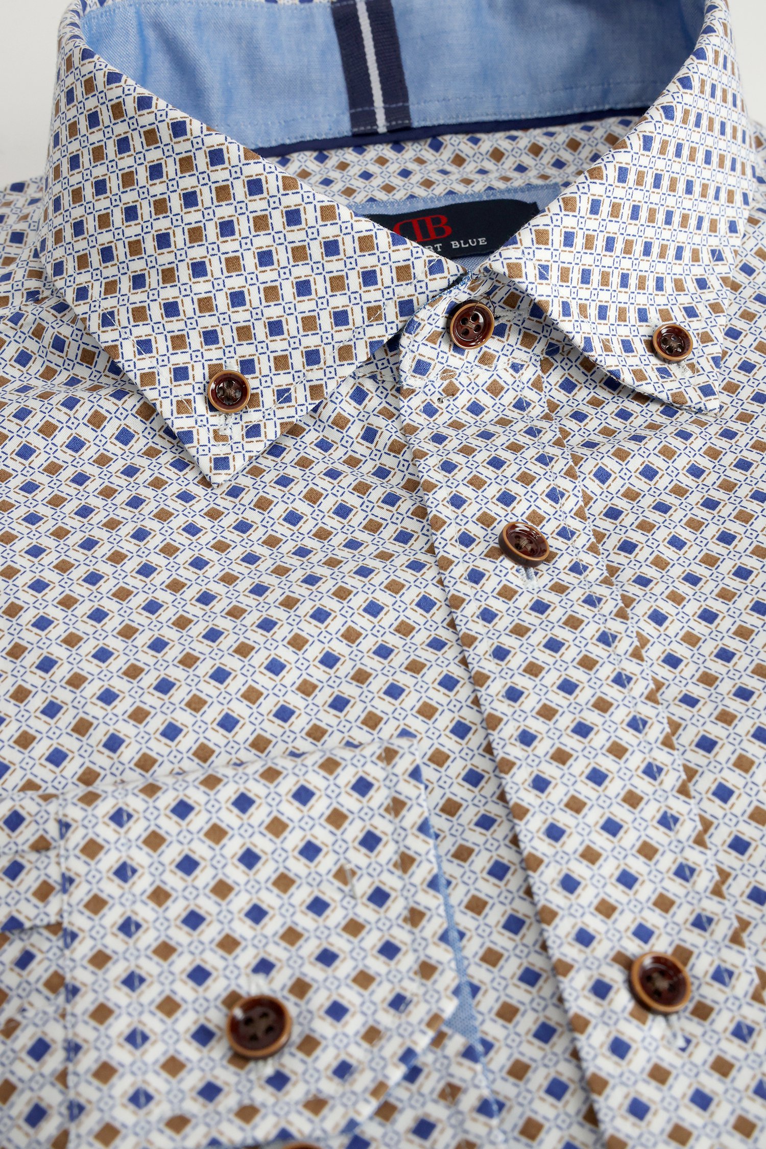 Photo produit 1 de Chemise à carreaux brun et bleu – Comfort fit de Dansaert Blue pour Hommes