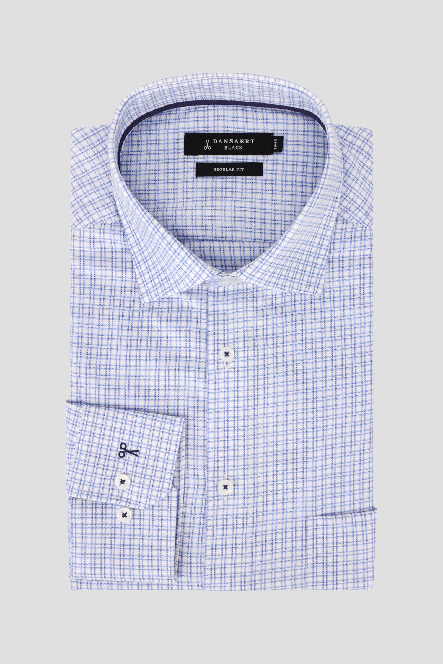Chemise à carreaux fins bleu clair - Regular fit de Dansaert Black pour Hommes