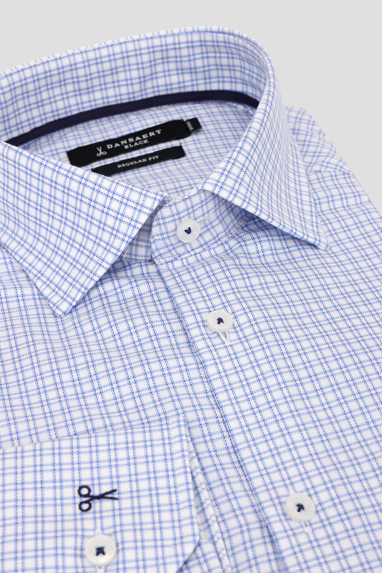 Chemise à carreaux fins bleu clair - Regular fit de Dansaert Black pour Hommes