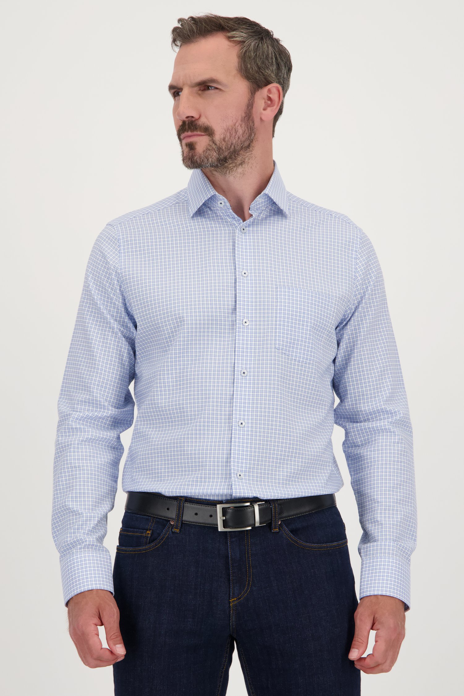 Chemise à carreaux fins bleu clair - Regular fit de Dansaert Black pour Hommes