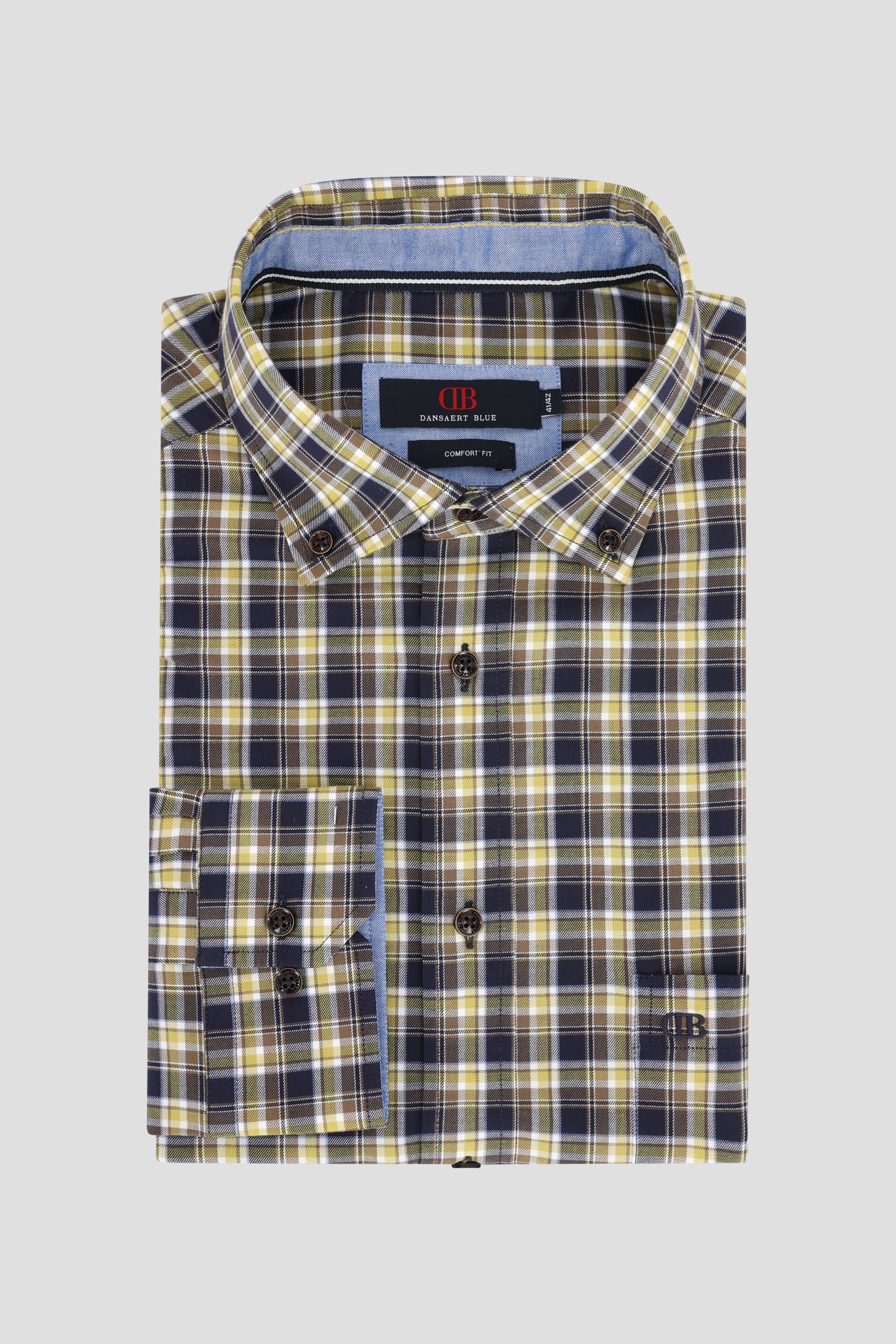 Le devant de Chemise à carreaux marron - comfort fit de Dansaert Blue pour Hommes