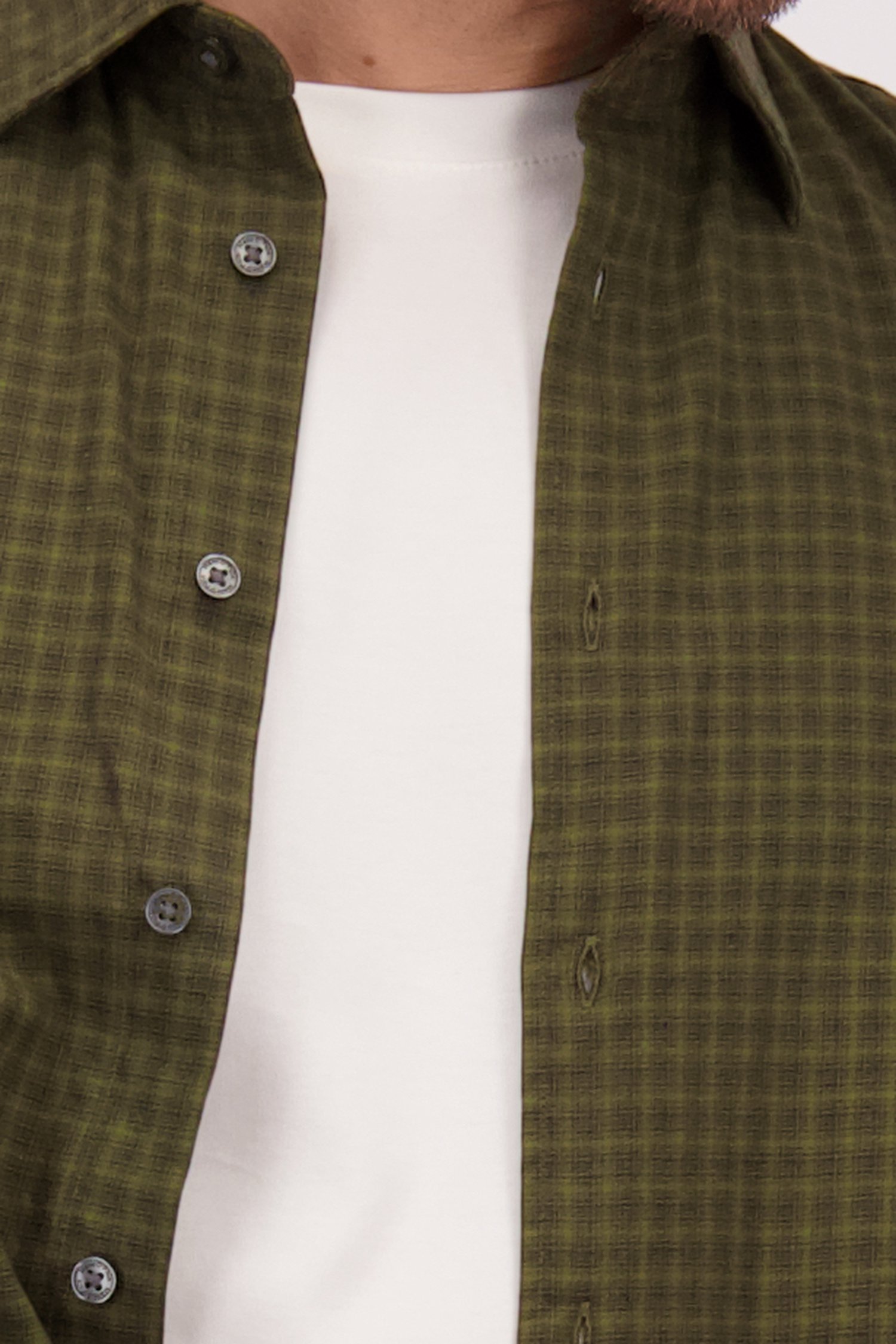 Détail de Chemise à carreaux vert foncé - Regular fit de Marc O'Polo pour Hommes