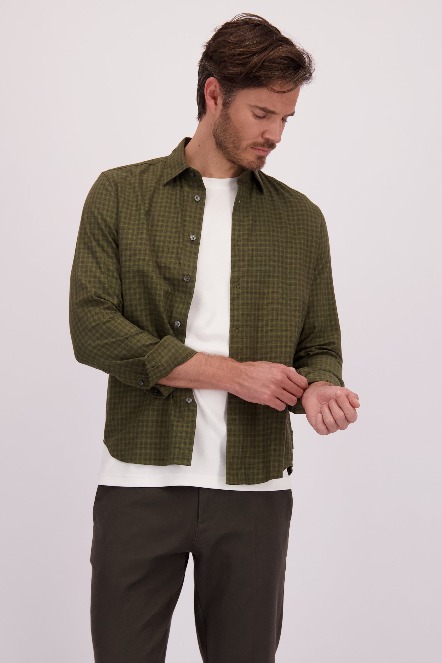 Le devant de Chemise à carreaux vert foncé - Regular fit de Marc O'Polo pour Hommes