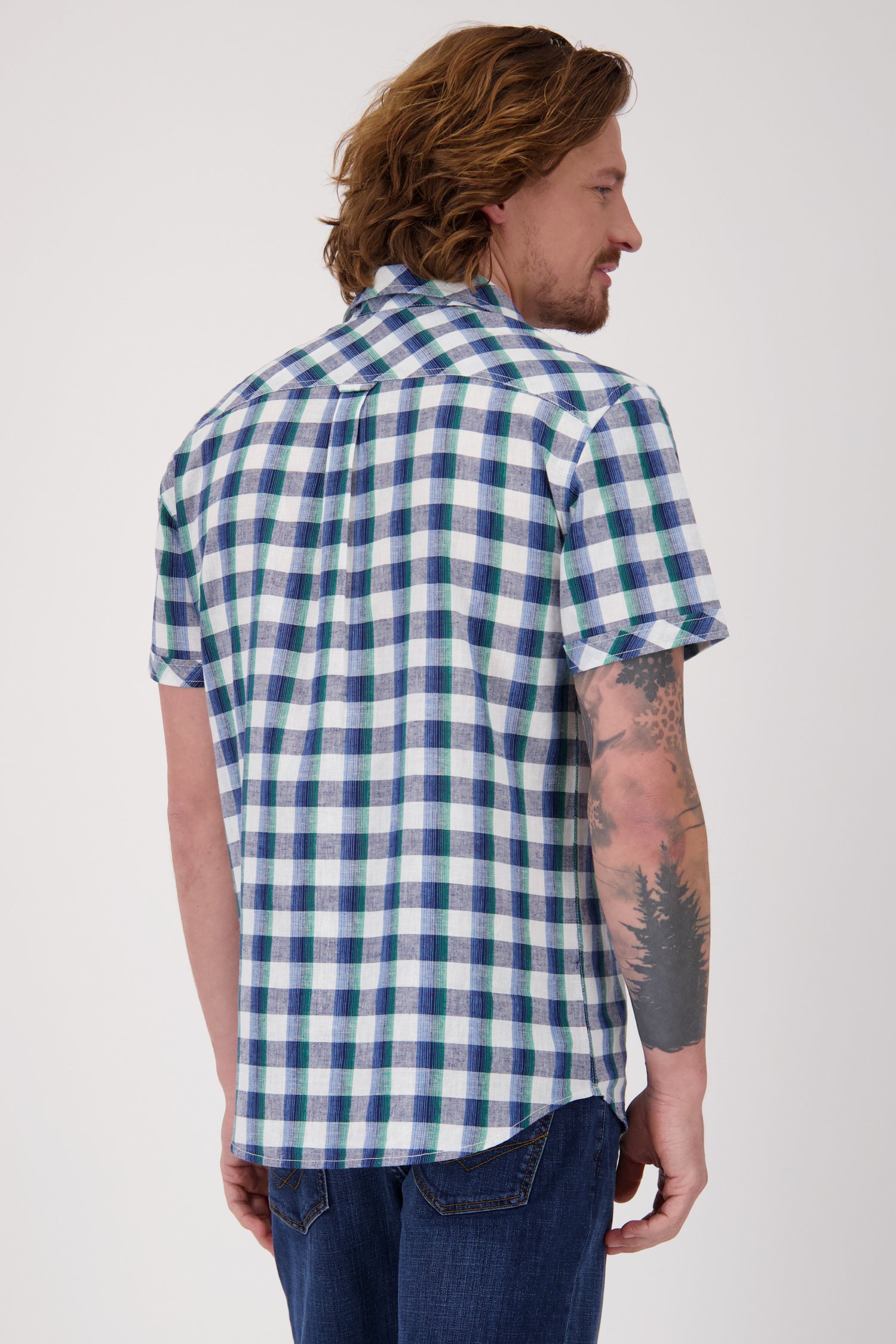 Chemise à carreaux verts à manches courtes de Ravøtt pour Hommes