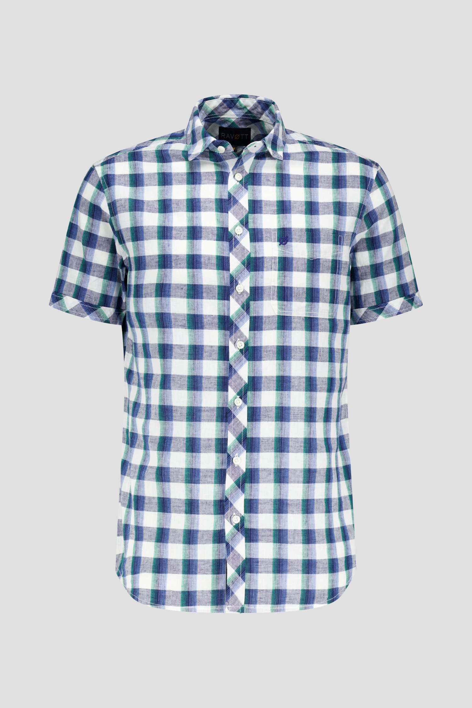 Chemise à carreaux verts à manches courtes de Ravøtt pour Hommes