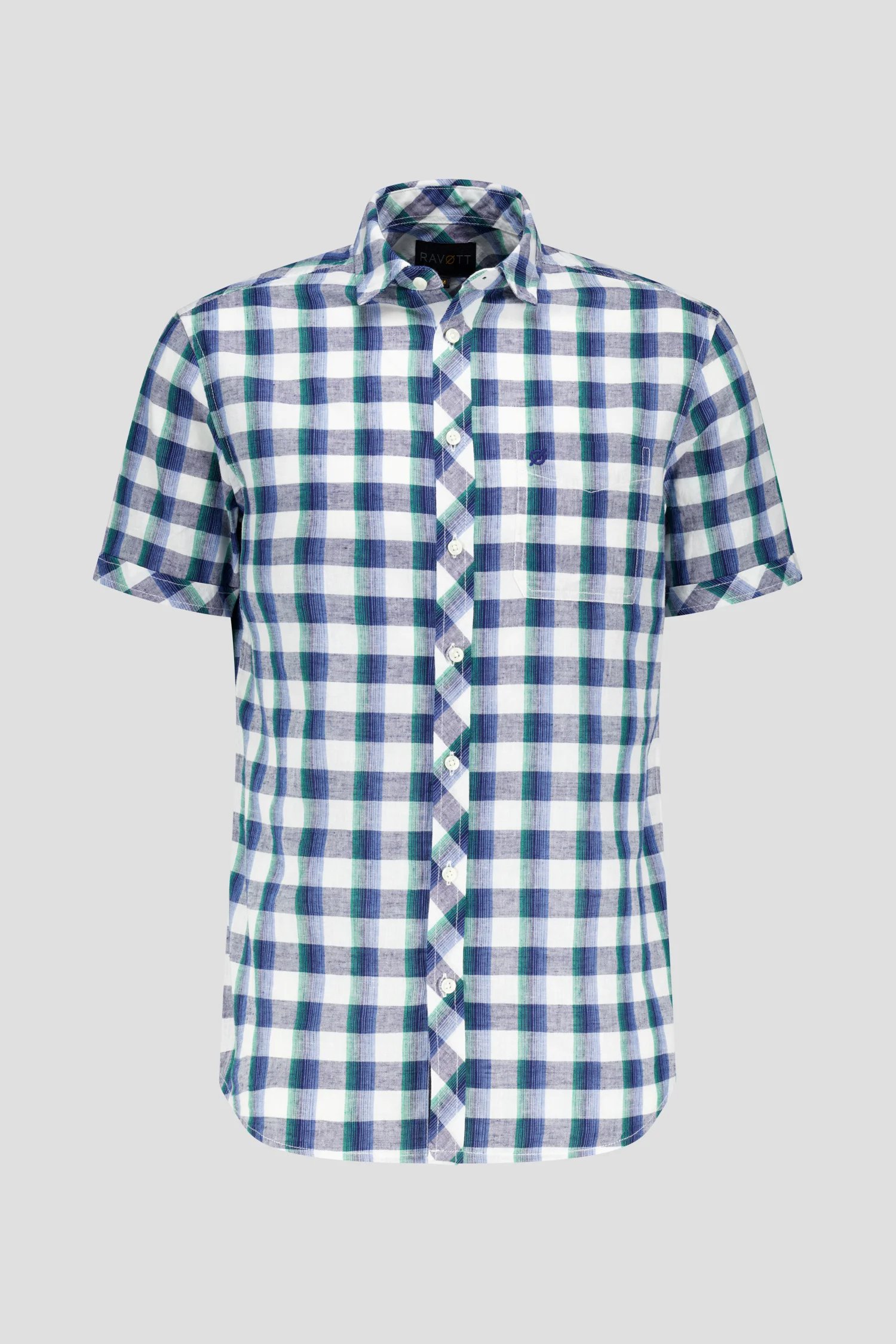 Photo produit 3 de Chemise à carreaux verts à manches courtes de Ravøtt pour Hommes