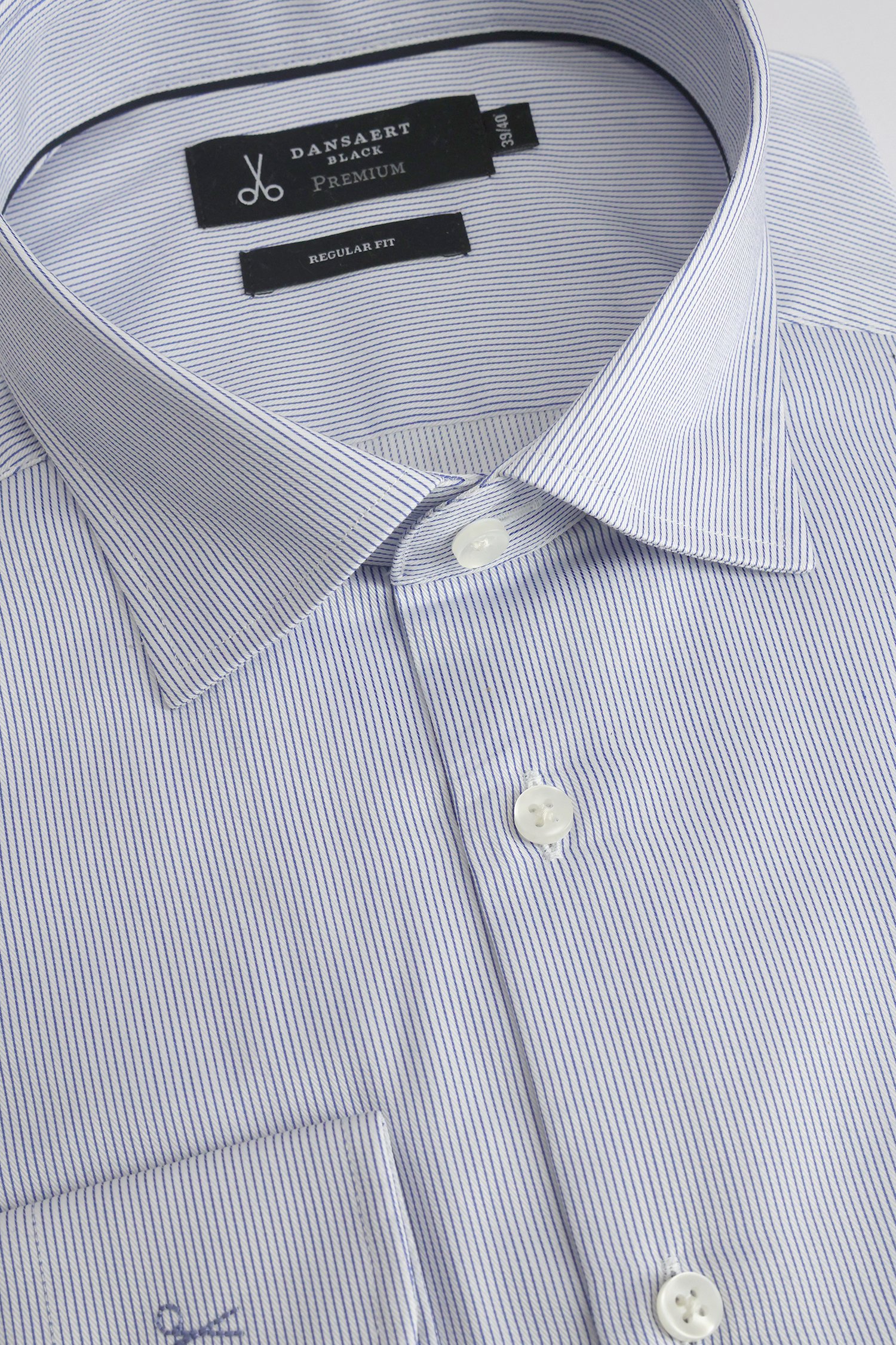 Photo produit 2 de Chemise à fines rayures bleues – Regular fit de Dansaert Black Premium pour Hommes