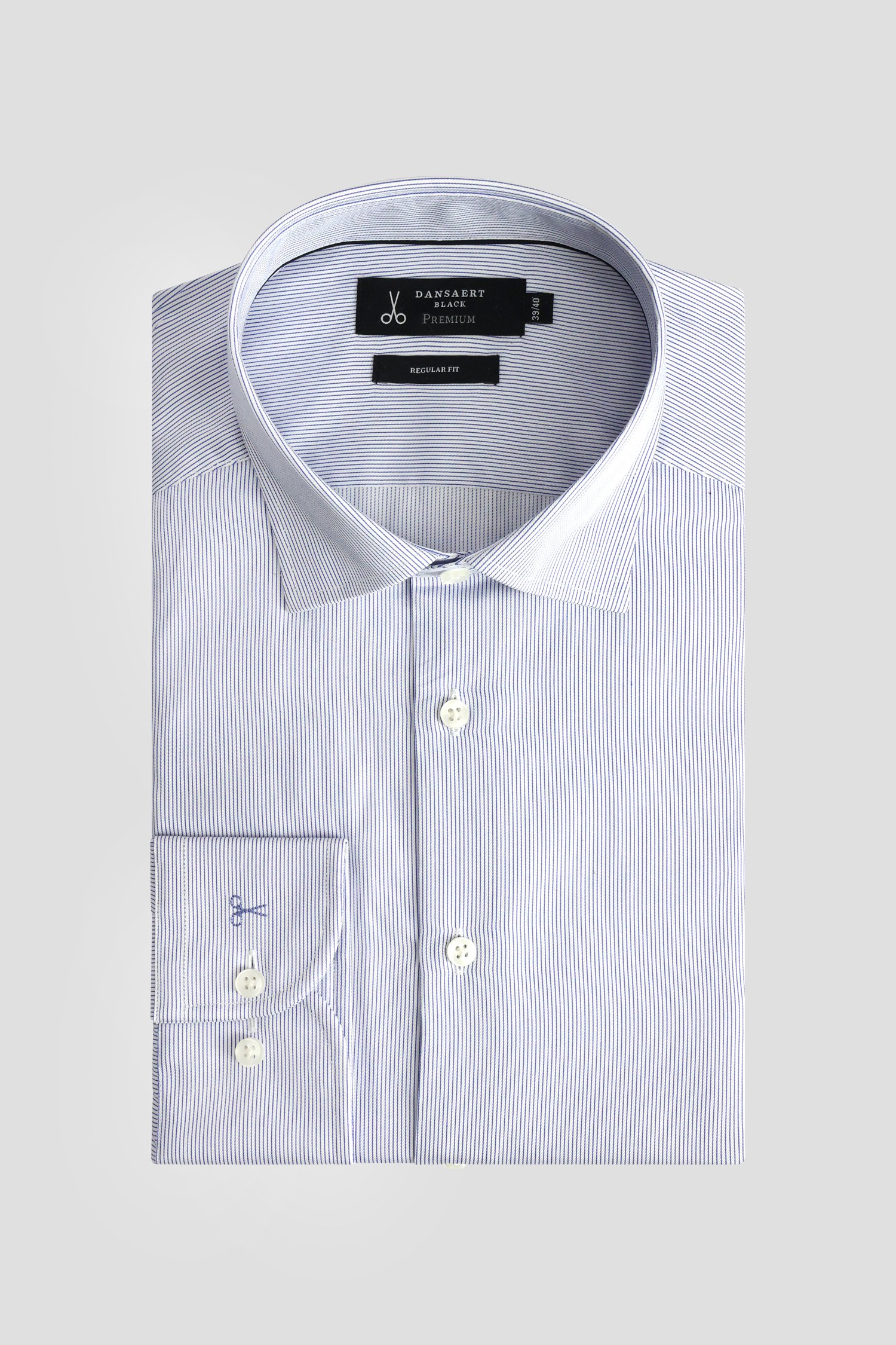 Photo produit 3 de Chemise à fines rayures bleues – Regular fit de Dansaert Black Premium pour Hommes