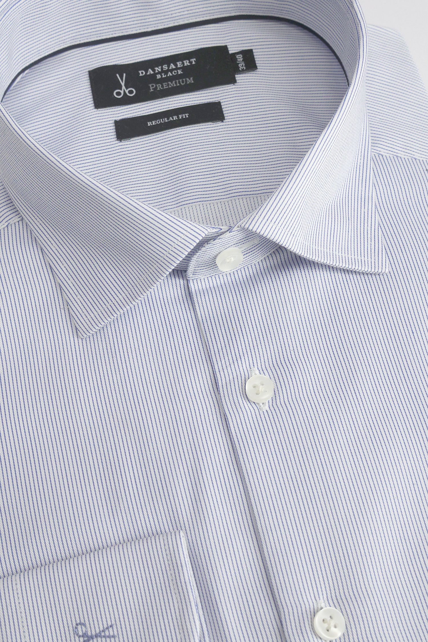 Photo produit 4 de Chemise à fines rayures bleues – Regular fit de Dansaert Black Premium pour Hommes