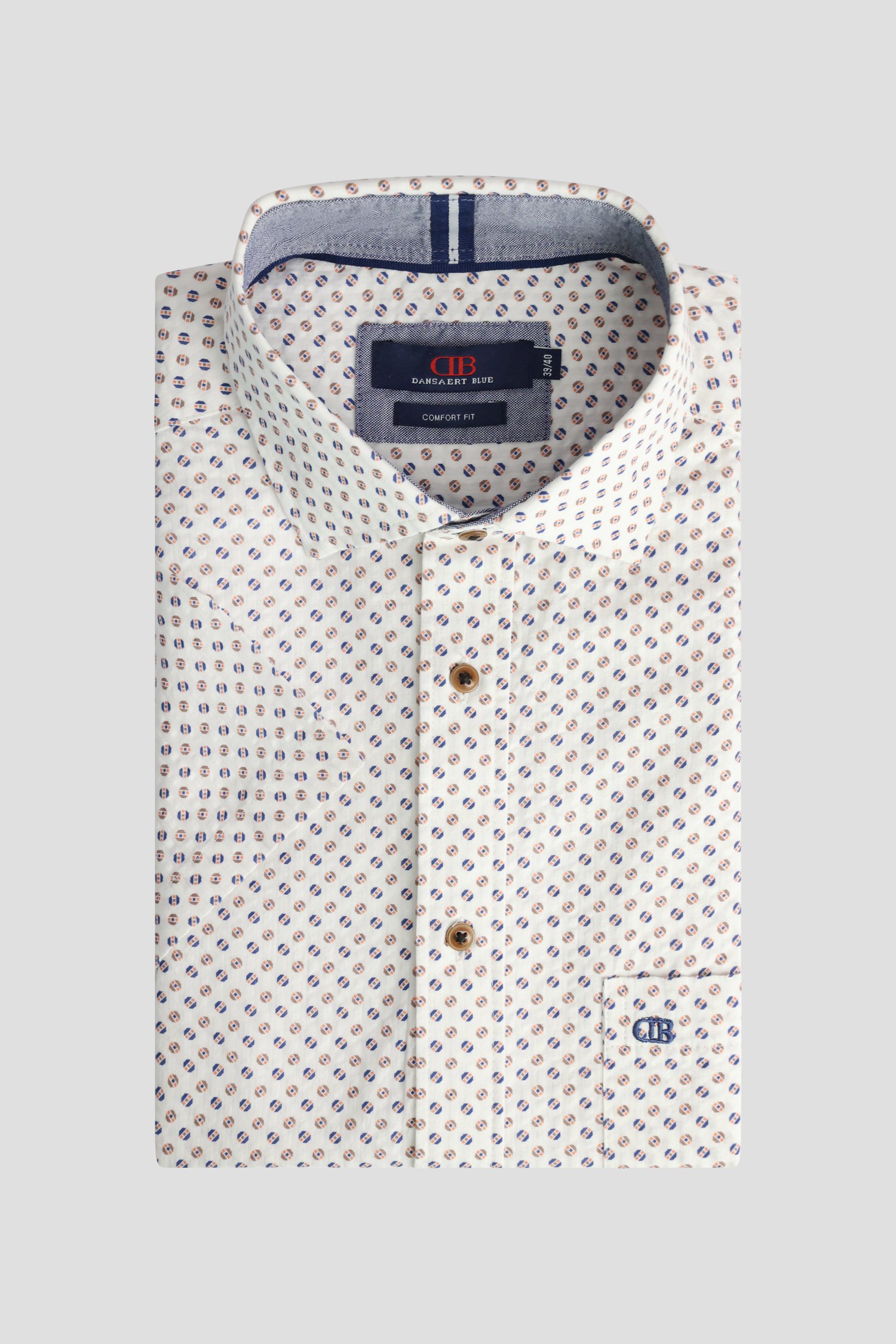 Le devant de Chemise à imprimé bleu et beige - Comfort fit de Dansaert Blue pour Hommes