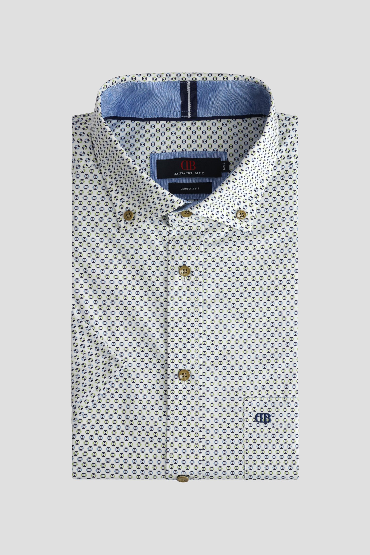 Le devant de Chemise à imprimé bleu-vert - Comfort fit de Dansaert Blue pour Hommes