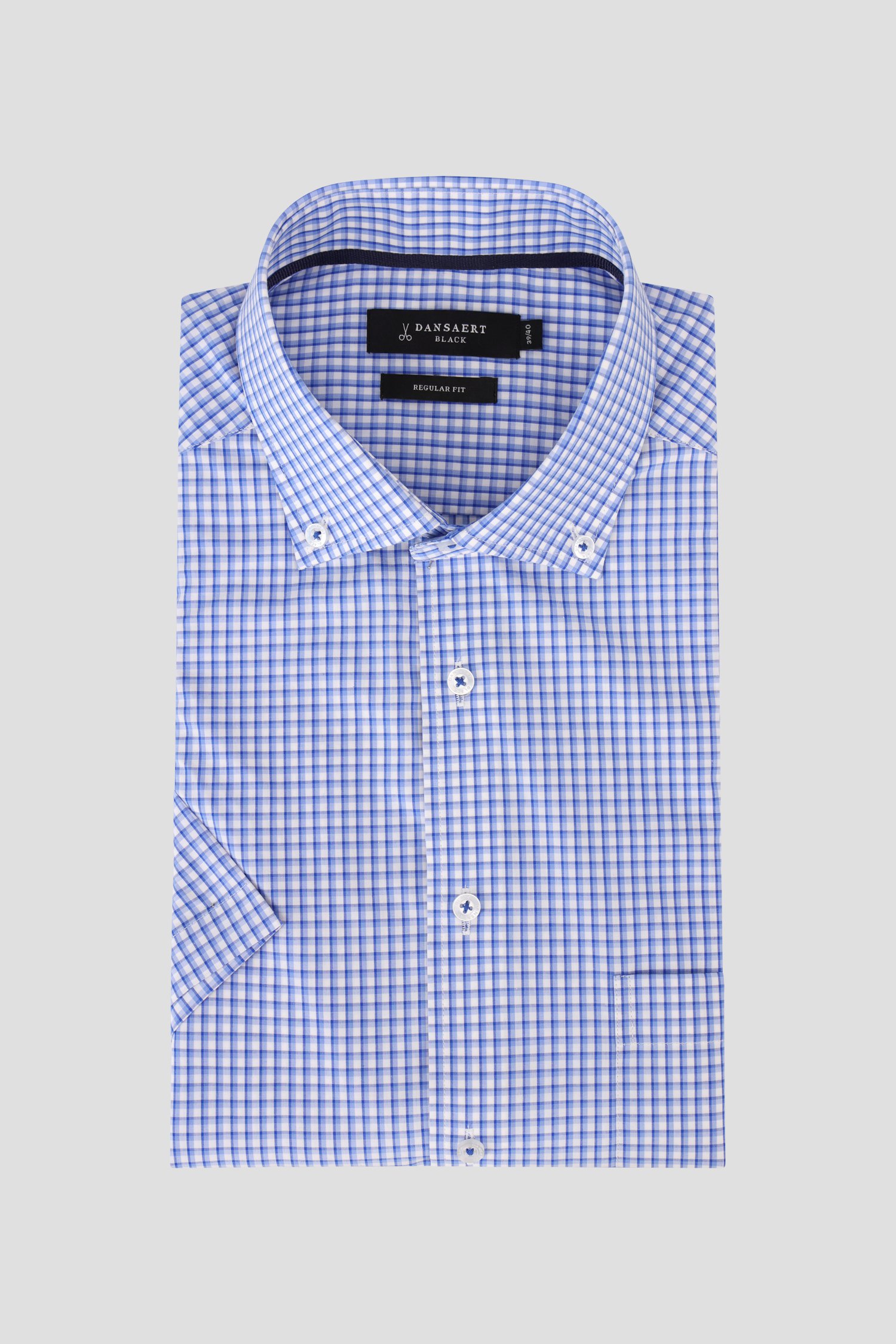 Chemise à imprimé carreaux bleus – Regular fit de Dansaert Black pour Hommes