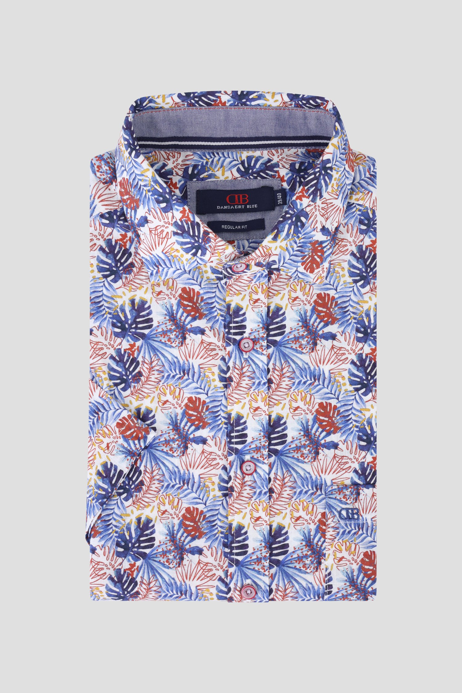 Chemise à imprimé feuillage bleu – Regular fit de Dansaert Blue pour Hommes