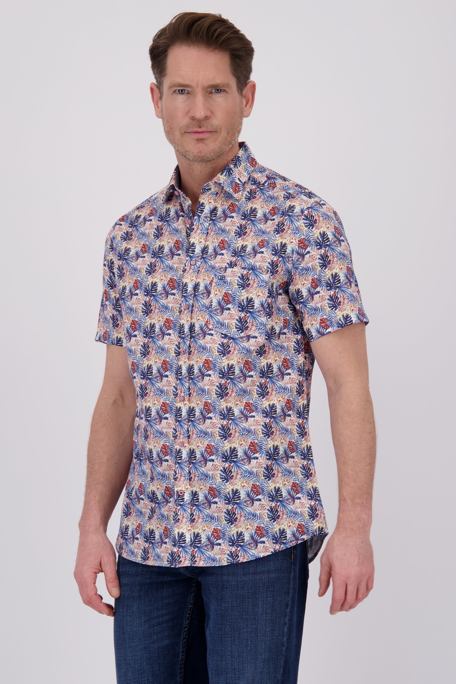 Chemise à imprimé feuillage bleu – Regular fit de Dansaert Blue pour Hommes