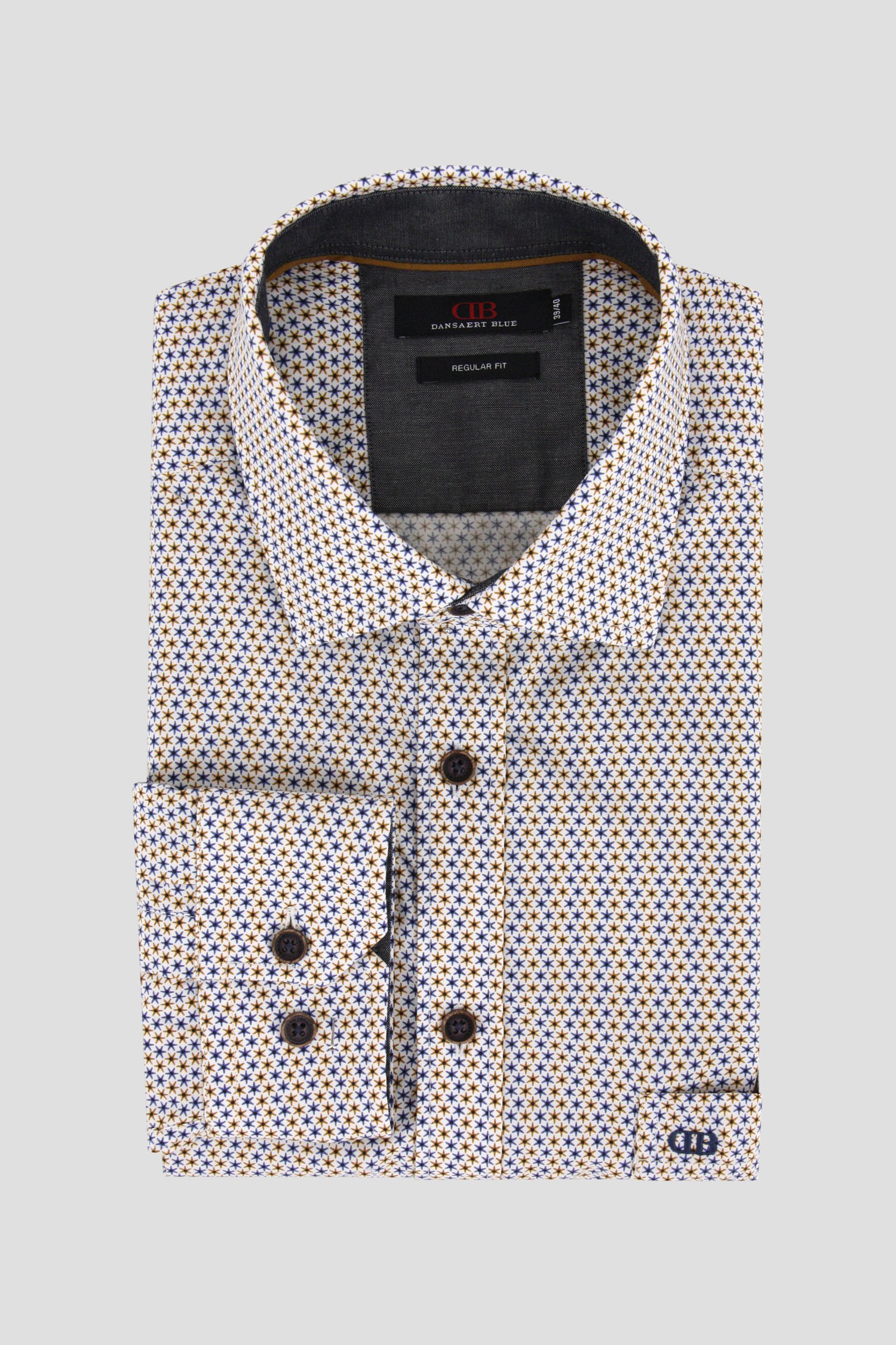 Chemise à imprimé fin en ocre/bleu - Regular fit de Dansaert Blue pour Hommes