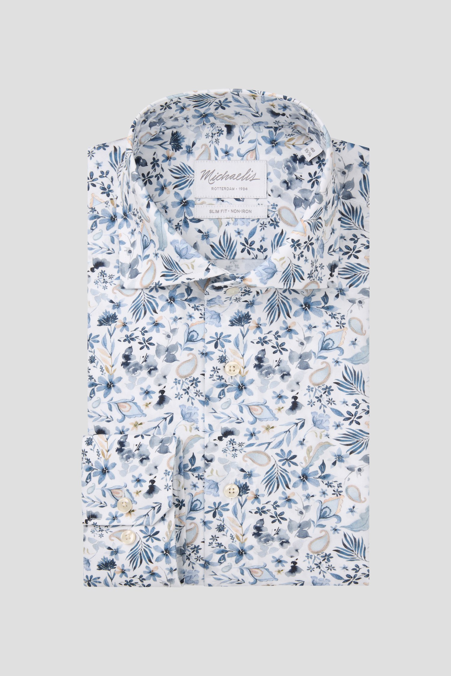 Photo produit 1 de Chemise à imprimé  fleuri bleu – Slim fit  de Michaelis pour Hommes